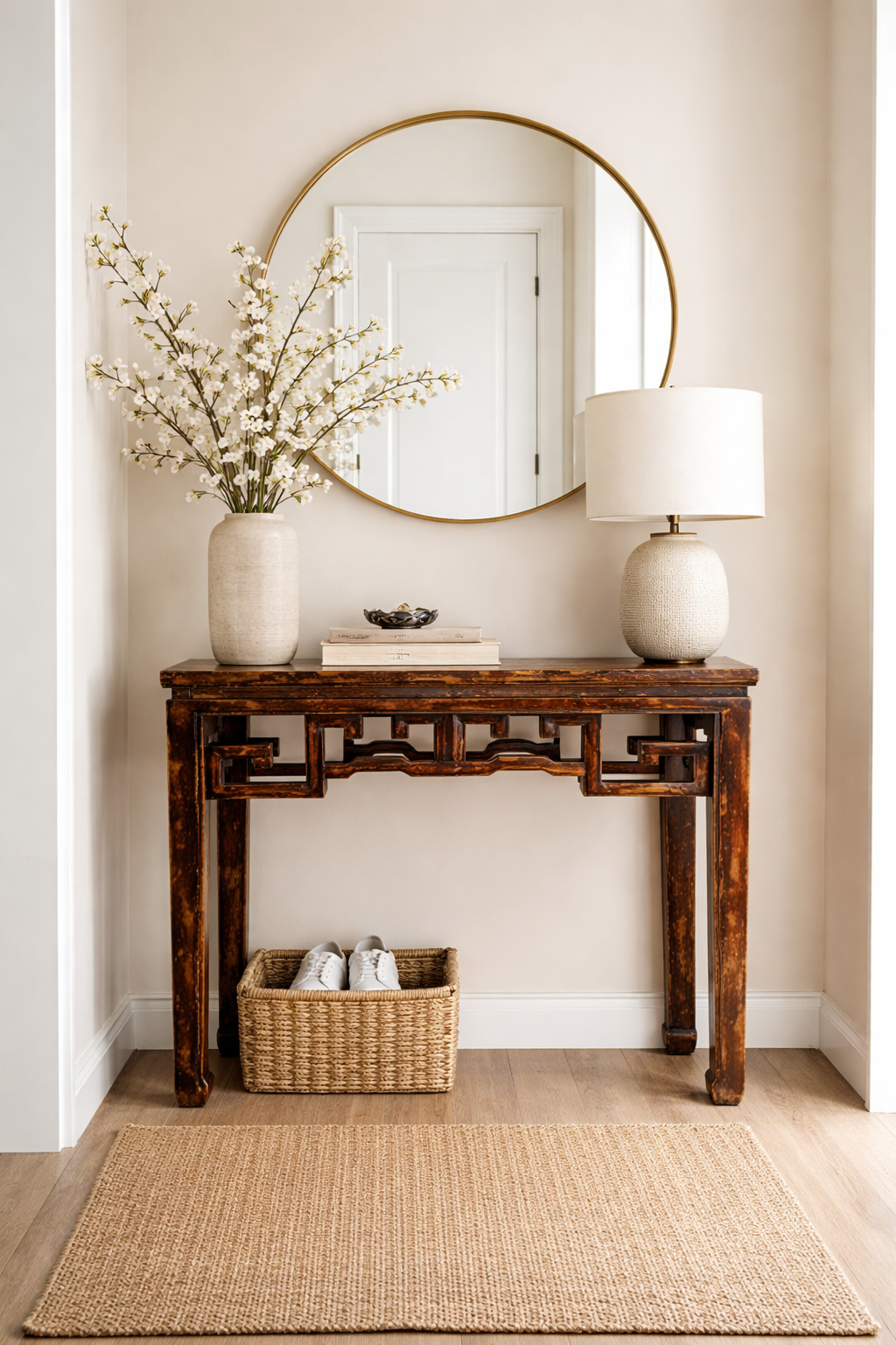Distressed Brown Ming Console Table