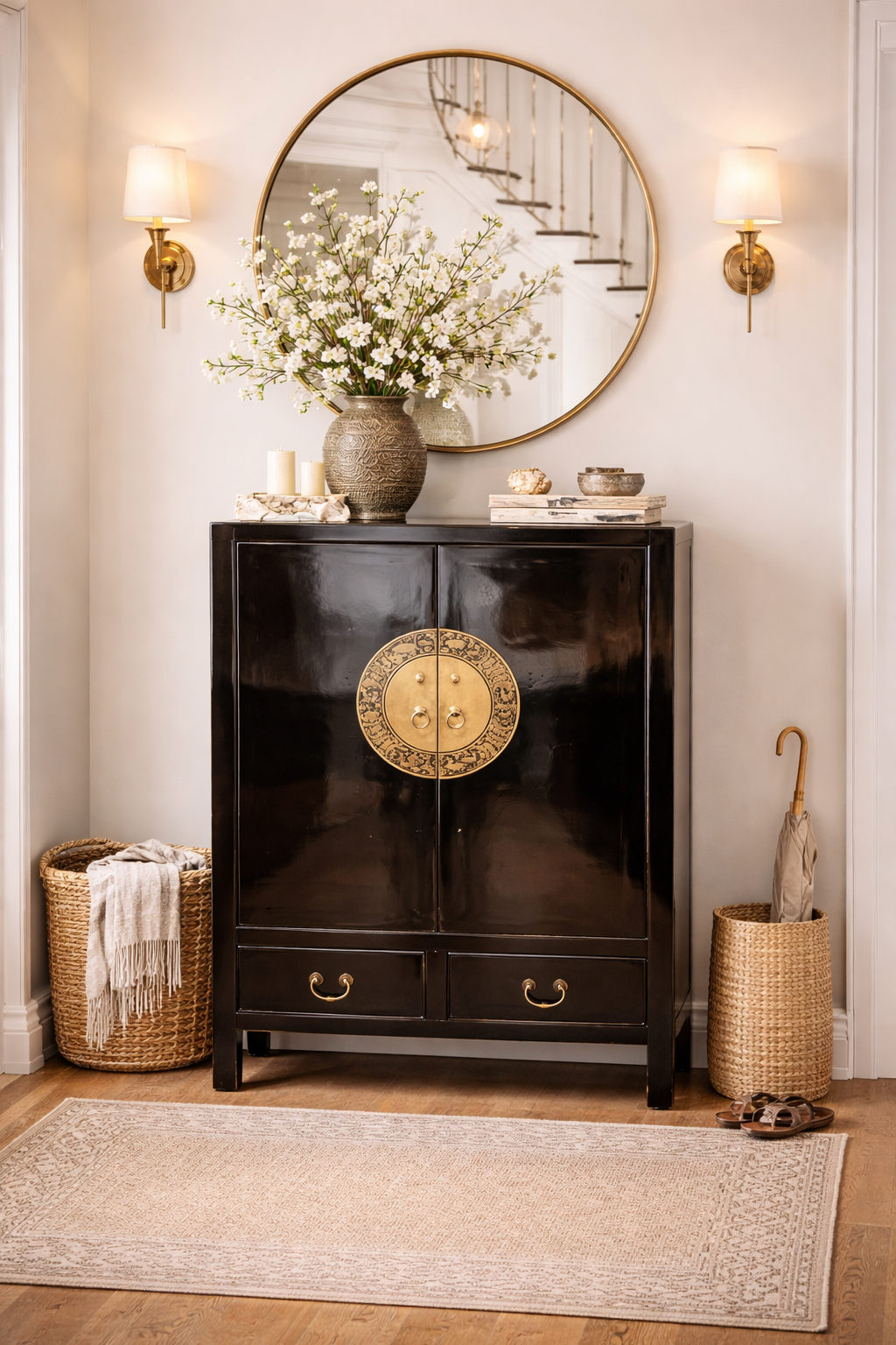 Black Lacquer Sea Gull Cabinet