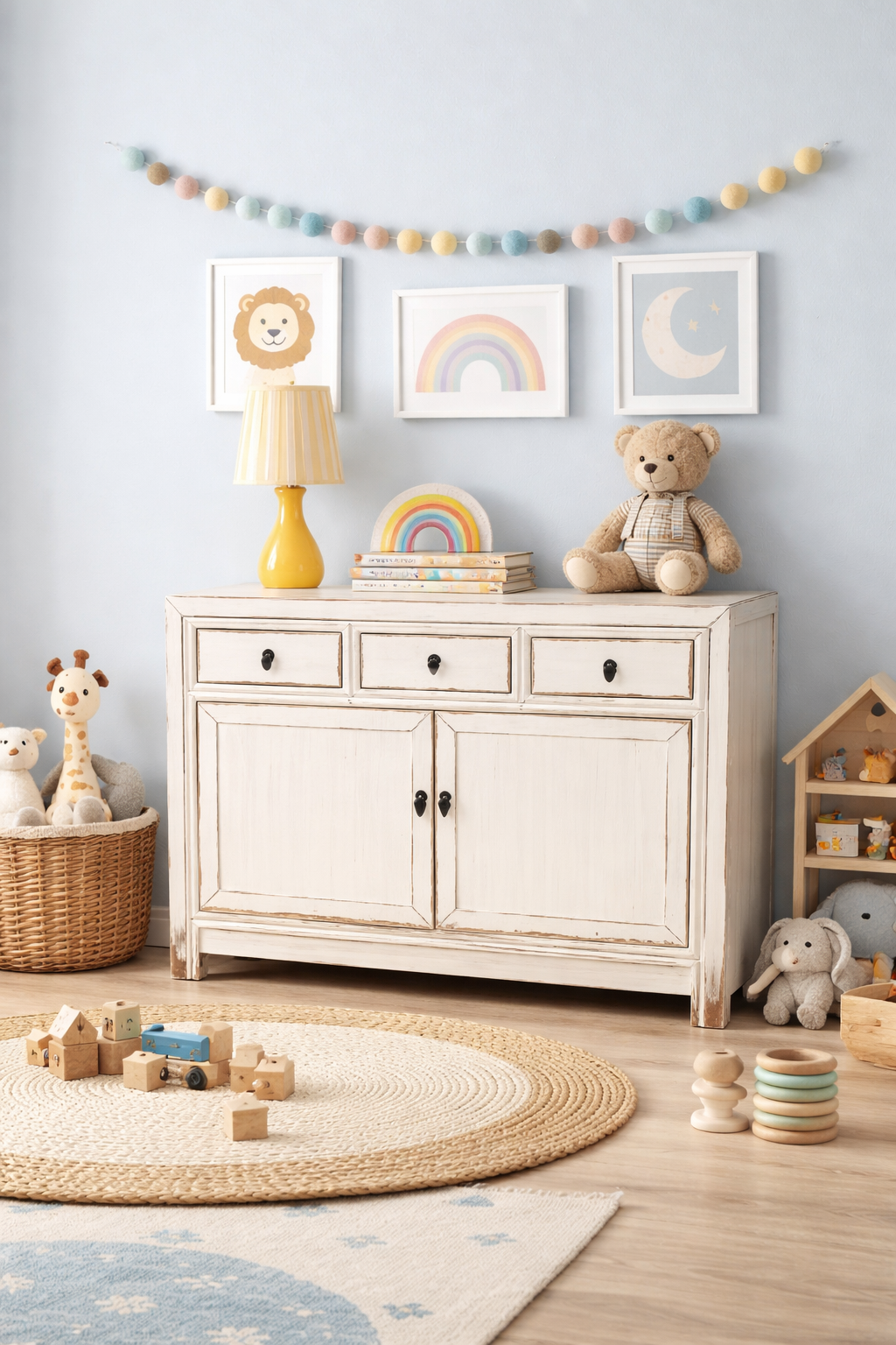 Distressed White Sideboard
