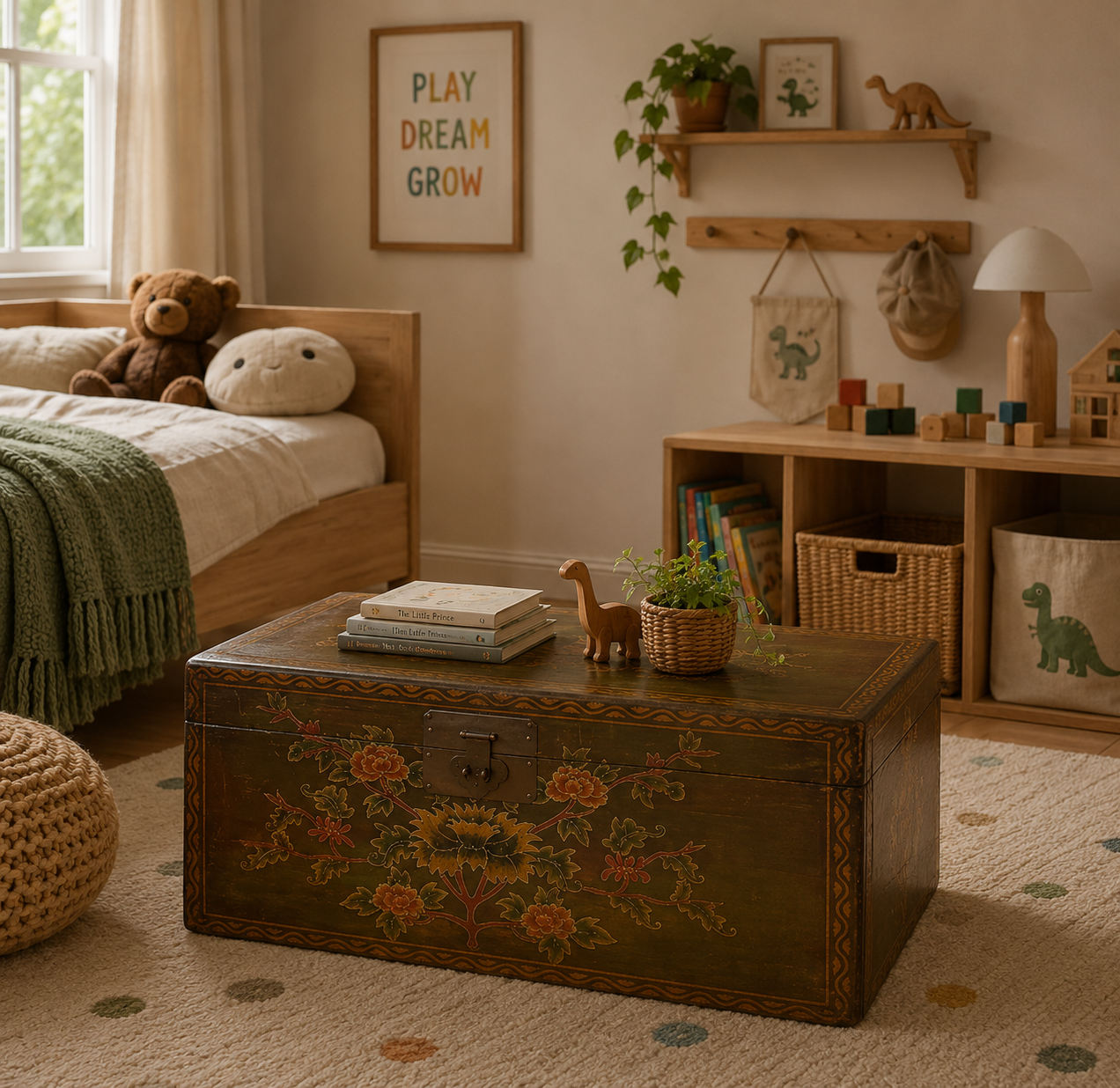 Floral Motif Vintage Trunk
