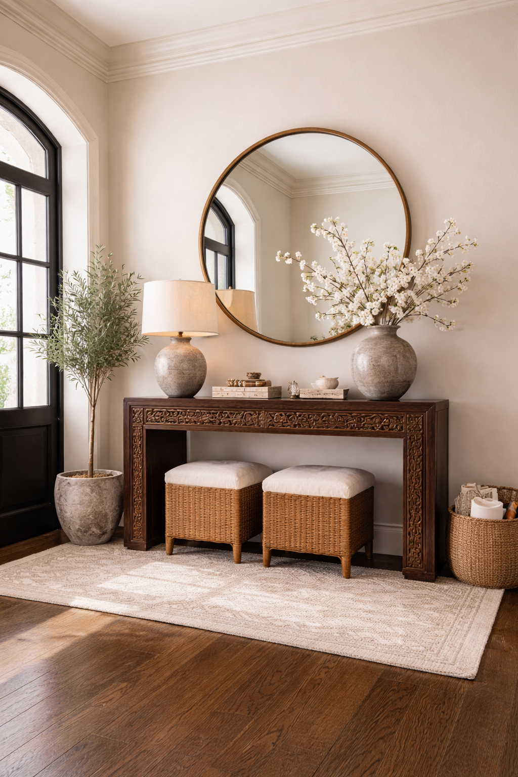 Vintage Apron Panel Console Table