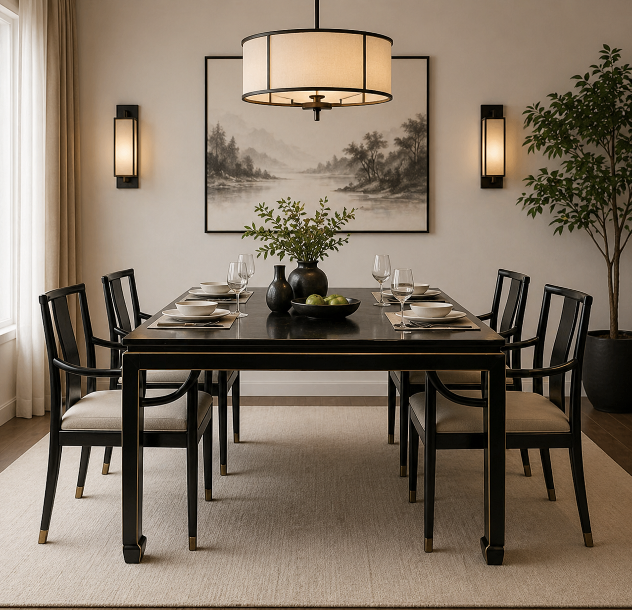Contemporary Shiny Lacquer Dining Table