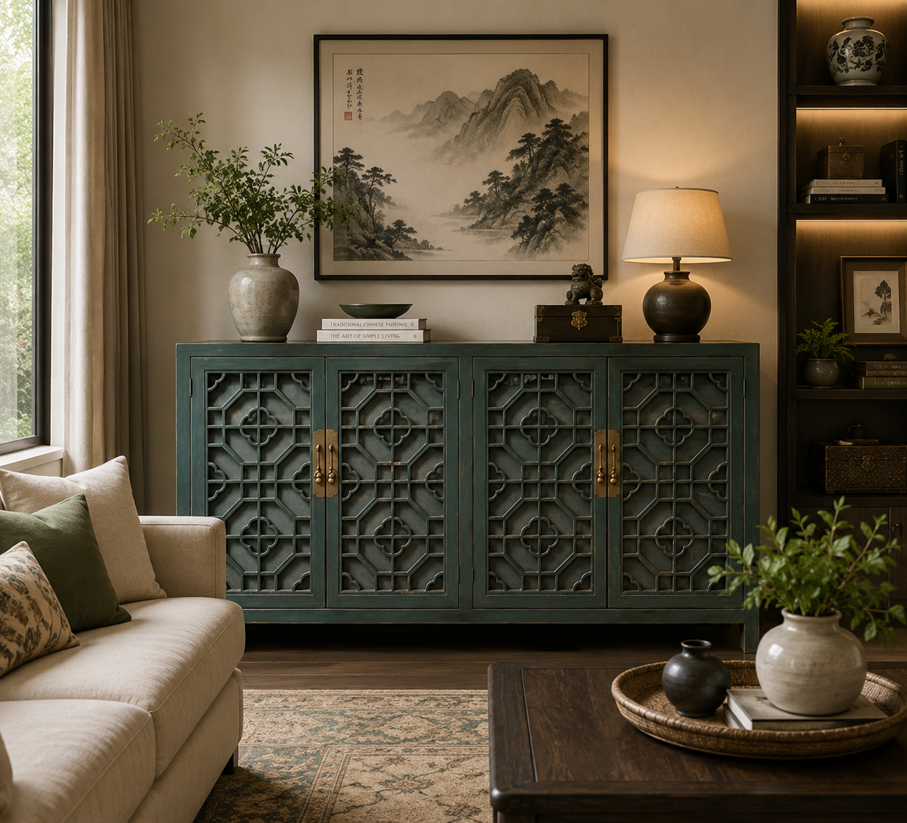 Lattice Wood Work Sideboard