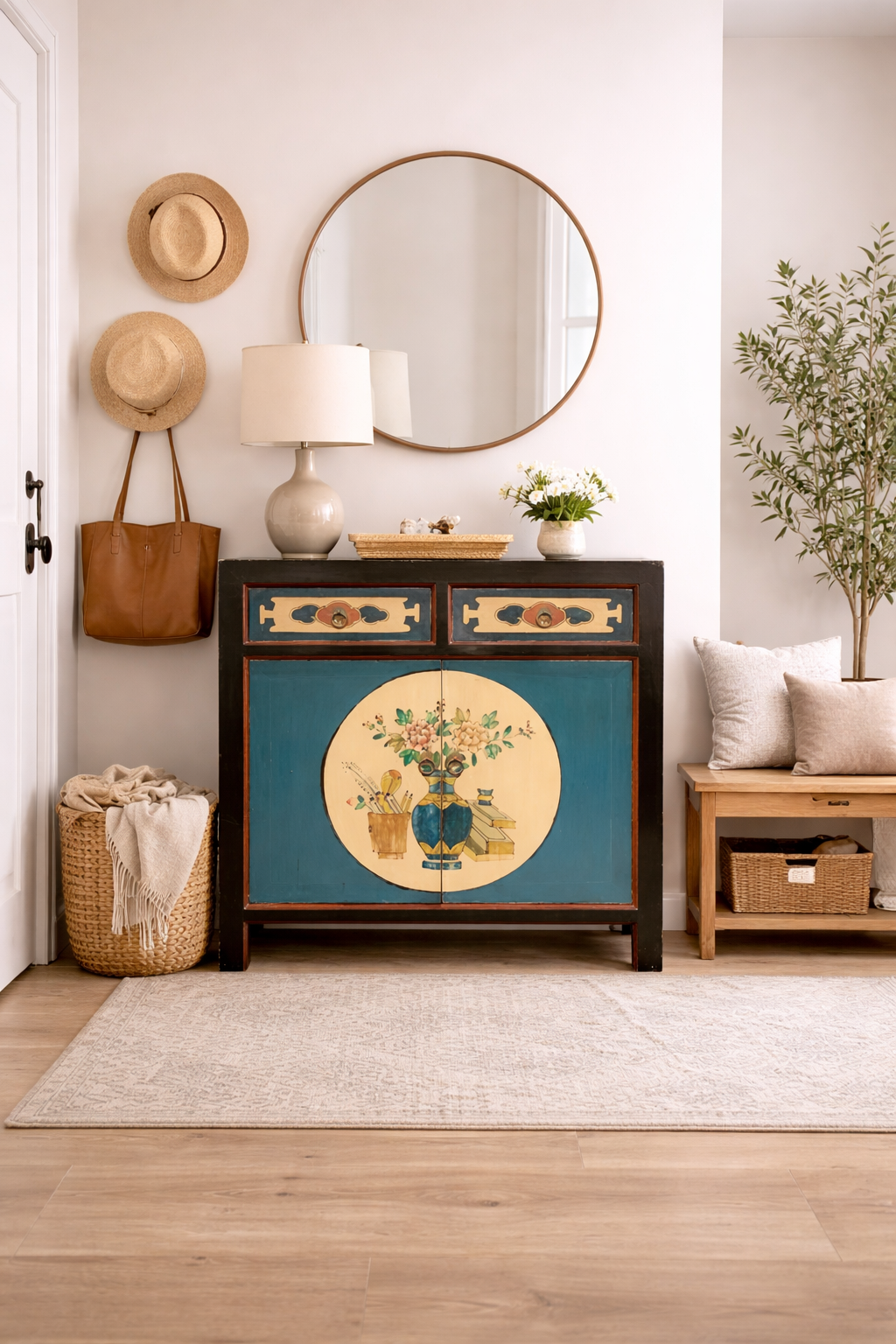 Mongolian Hand Painted Cabinet