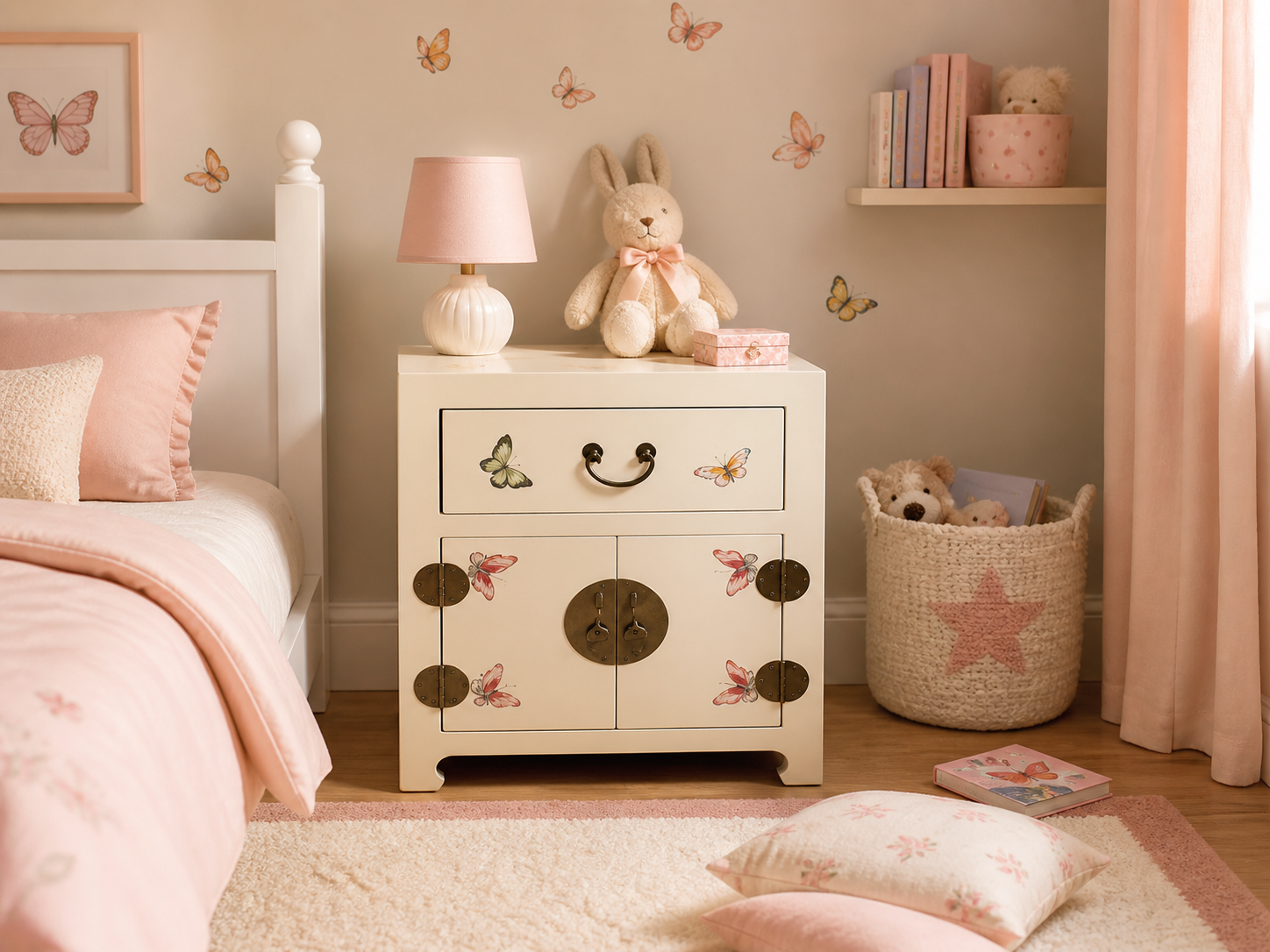 Hand Painted Butterfly Side Table