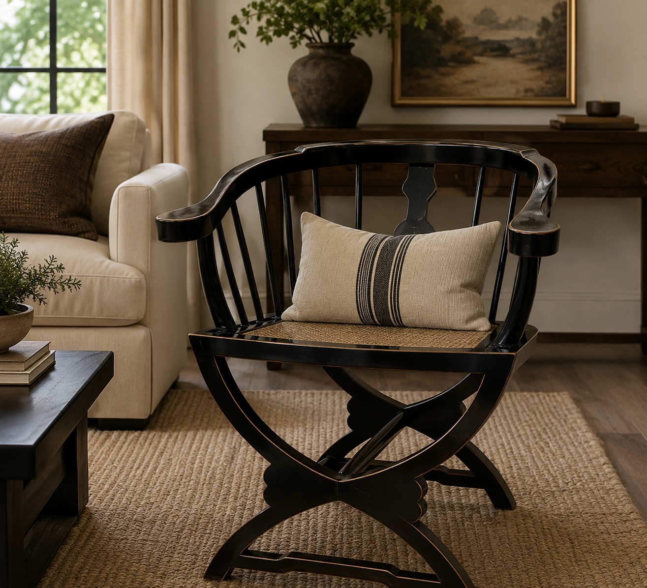Black Lacquer Arm Chair