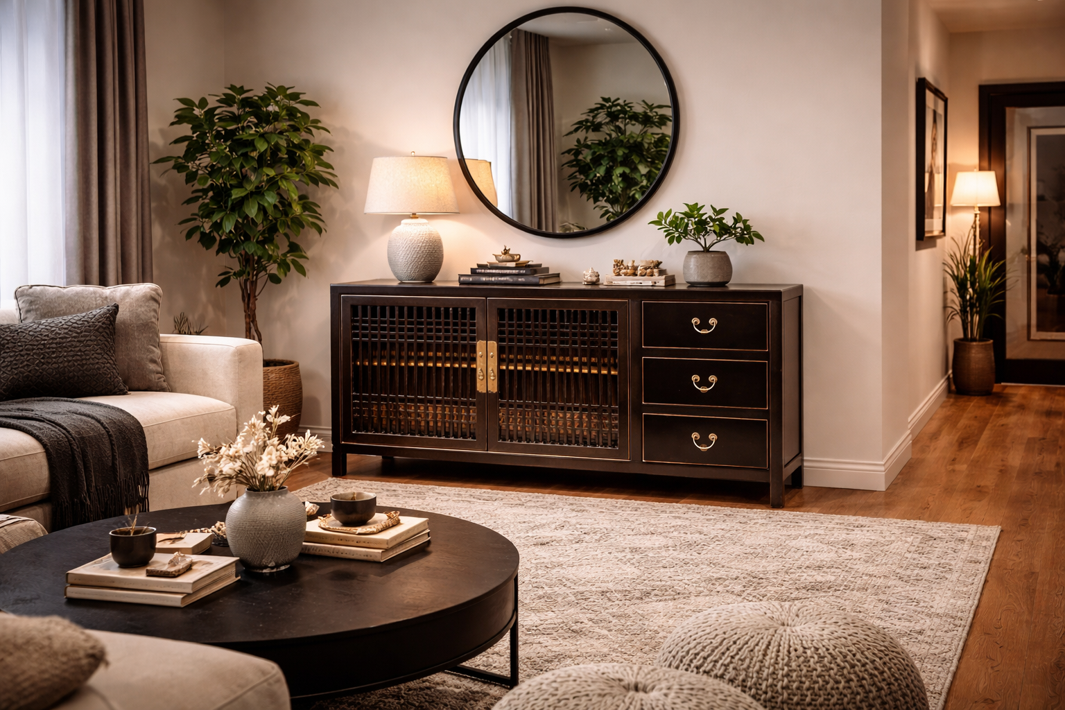 Lacquer Slatted Doors Sideboard