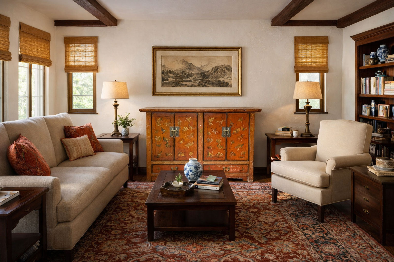 Shanxi Hand Painted Golden Butterfly Sideboard