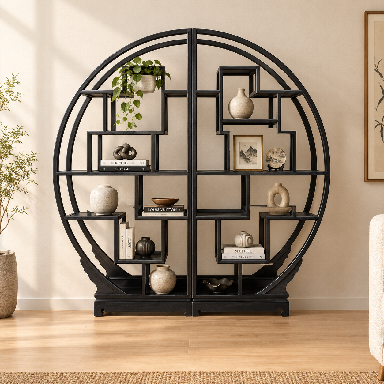 Black Lacquer Treasure Display Bookcase