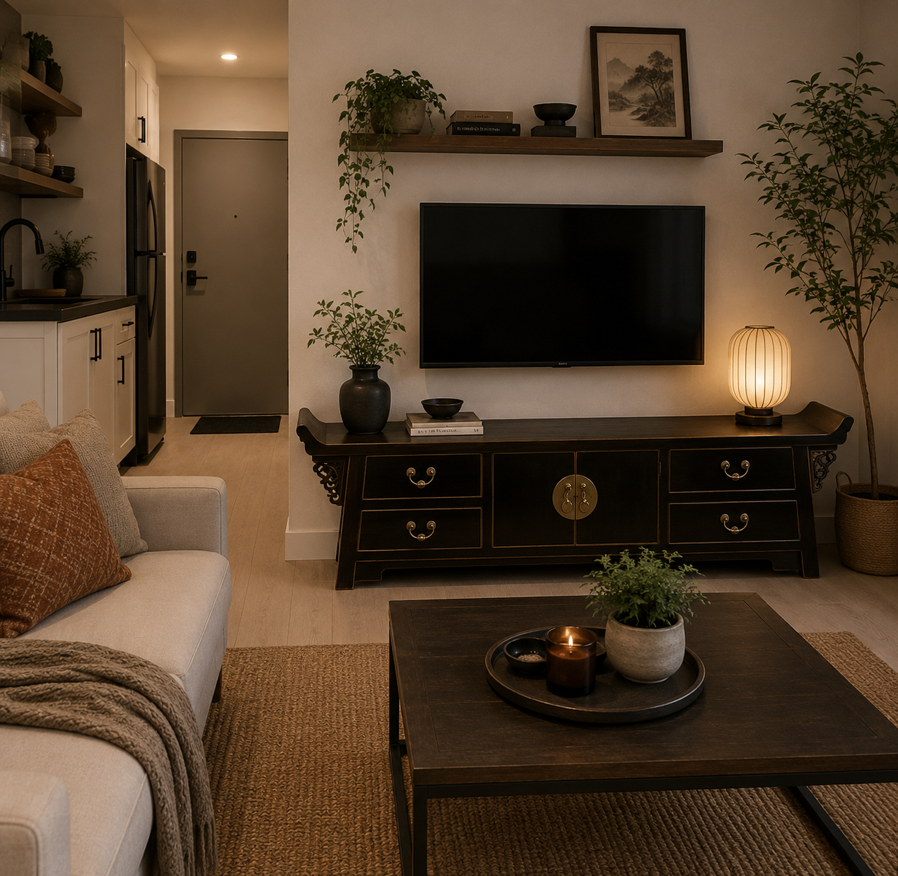 Black Lacquer Wing TV Cabinet