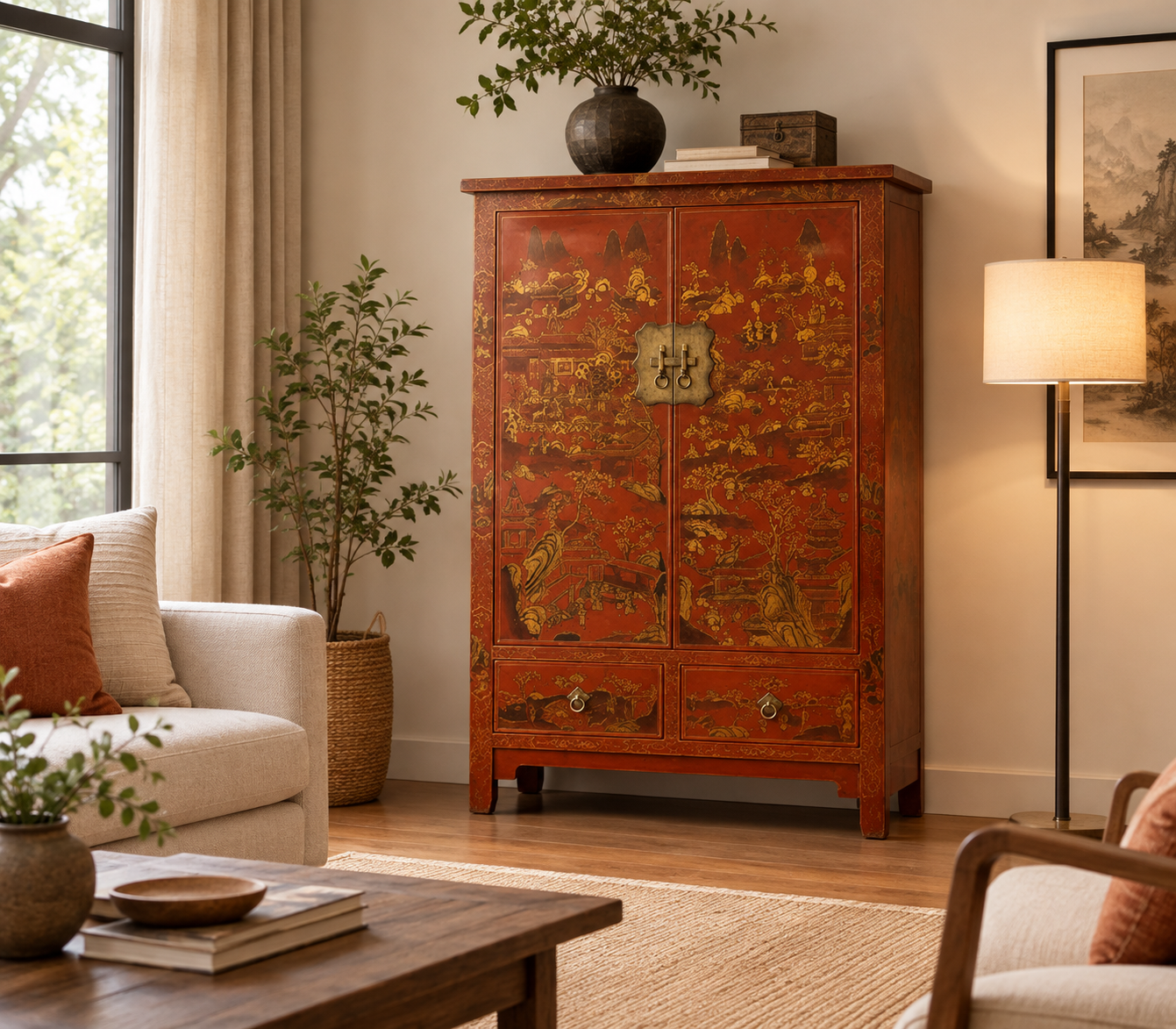 Shanxi Hand Painted Tall Cabinet