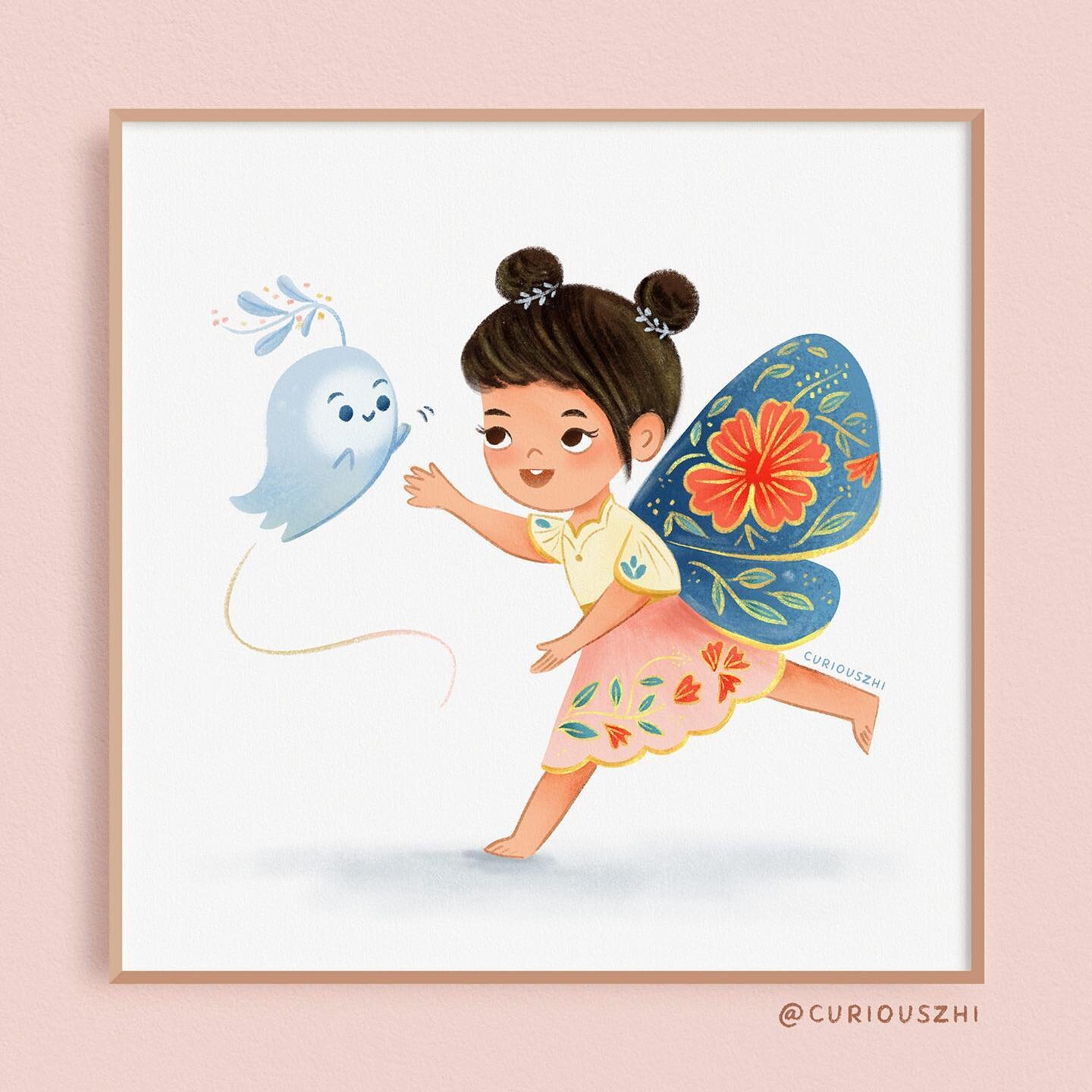 A closer view of my fairy illustration for @skillshare&rsquo;s celebration of Asian &amp; Pacific Islander Heritage Month this May. Take a peek at the previous video for a little insight into the inspiration behind this piece.
⠀
Thank you Skillshare 