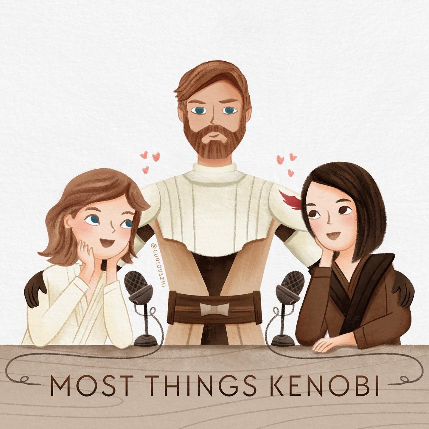 More Star Wars today and I wanted to highlight Lauren &amp; LeeAnn of the @most_things_kenobi (MTK) podcast.
⠀
I illustrated this as a gift for their 100th episode milestone on April 25th.
⠀
Before I tell you why they&rsquo;re amazing, a quick announ