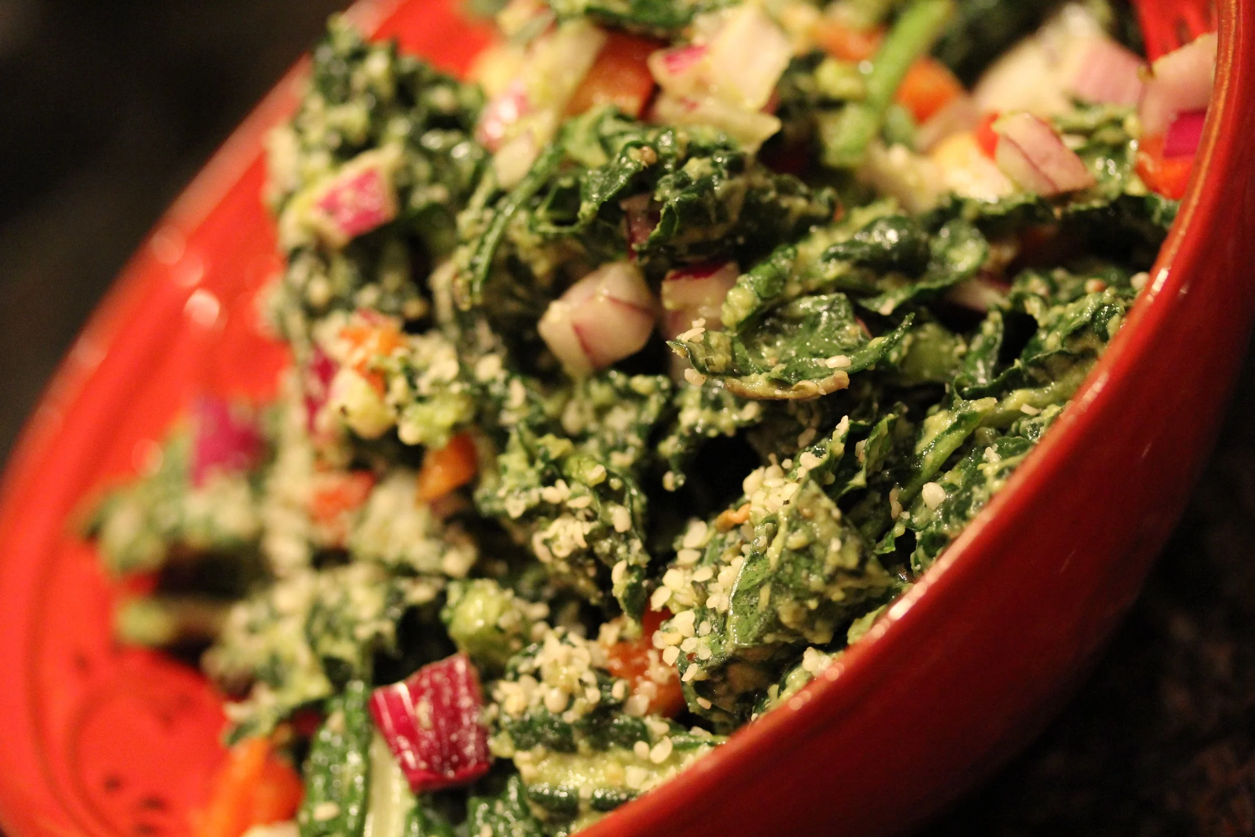 Kale Avocado and Hempseed Salad     