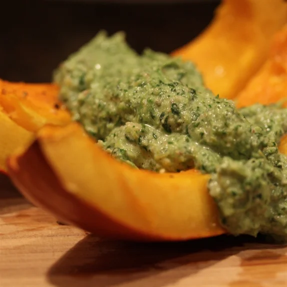 Baked Sugar Pumpkin with Herb Pesto