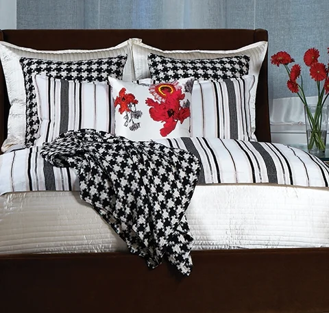 Black and white patterned linens