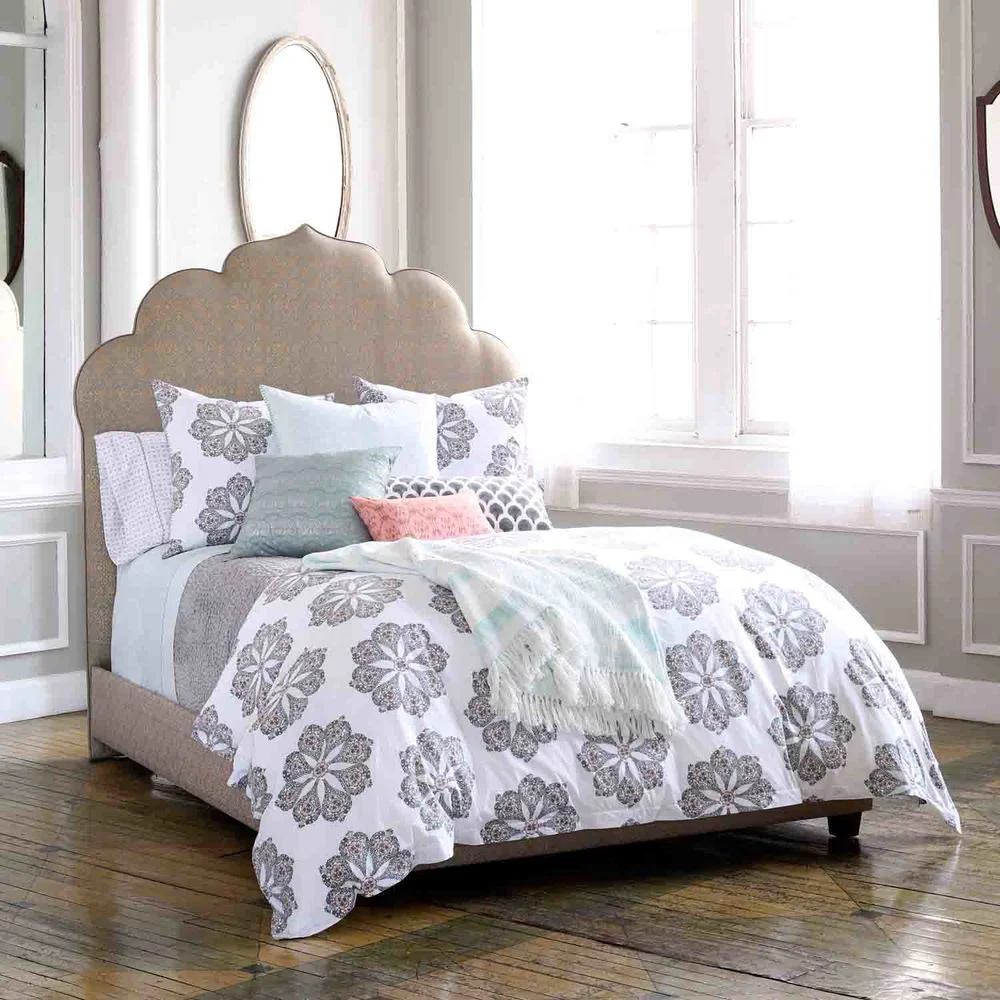 Grey floral pattern linens