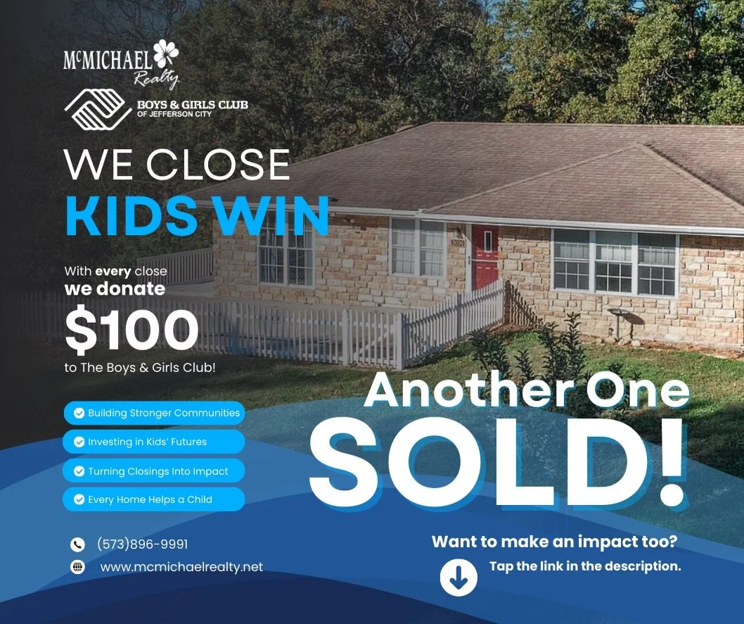 McMichael Realty, is a family owned company that has been in the heart of Jefferson City/Holts Summit for 23 years. 🎉 ❤️

We specialize in residential properties along with land and farms. McMichael Realty, encompasses the Kristina and Scott&lsquo;s