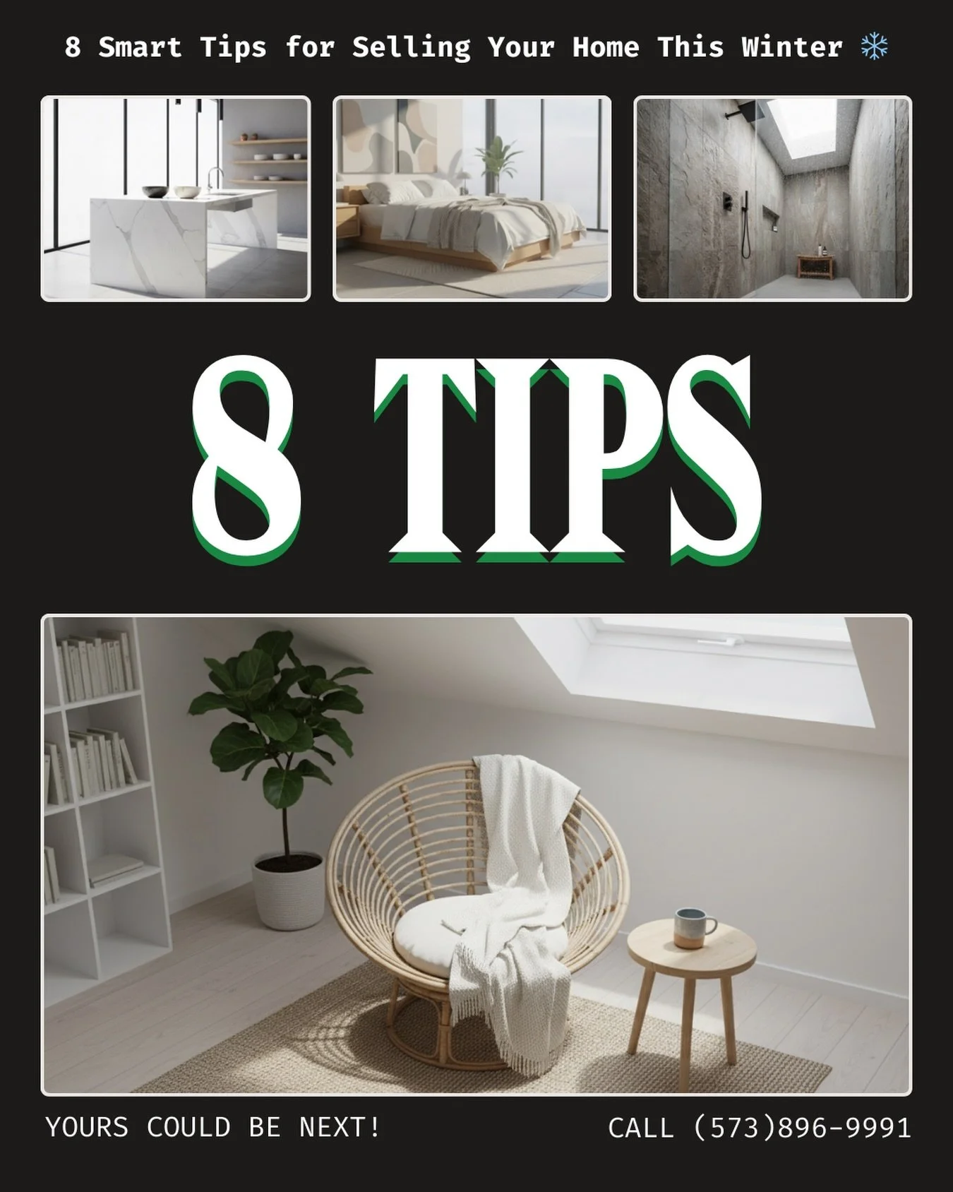 8 Smart Tips for Selling Your Home This Winter 

Winter might seem like a slow season for real estate, but motivated buyers and less competition can work in your favor! With the right strategy, your home can stand out even in colder months.

Top Tips