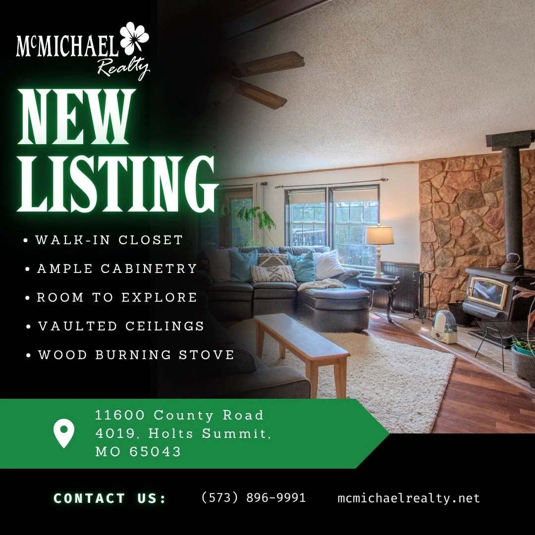 🏡 Living on Acres| Holts Summit, MO
$289,900 | 11600 County Road 4019, Holts Summit, MO 65043
3 Beds | 2 Baths | 1,374 Sq Ft | 🌳 7.6 Acres | Built 1991
Tucked at the end of a quiet cul-de-sac, this one-level home on 7.6 acres offers privacy, space,