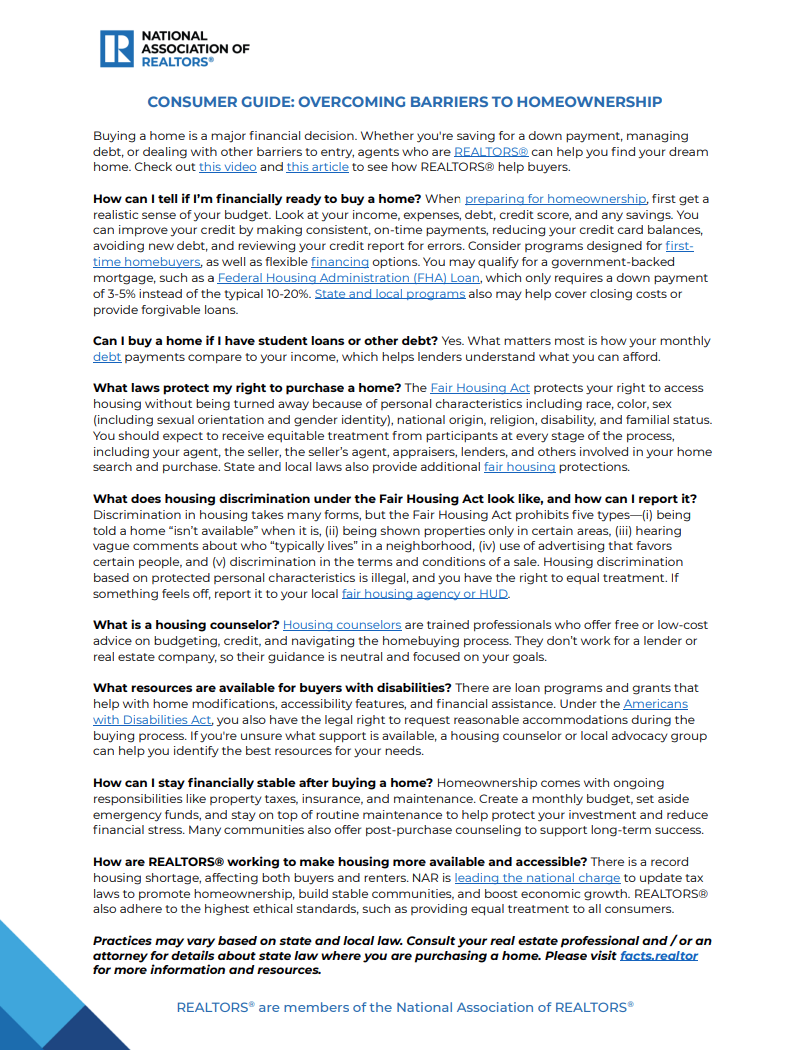 Barriers to Home Ownership