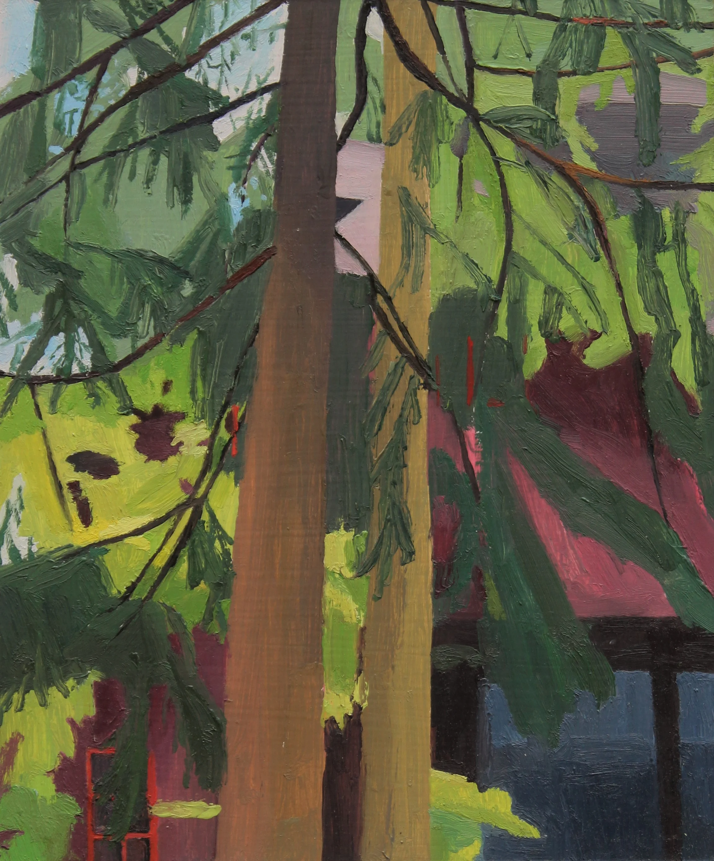 Tree home, 12 x 10 in Oil on panel, 2017