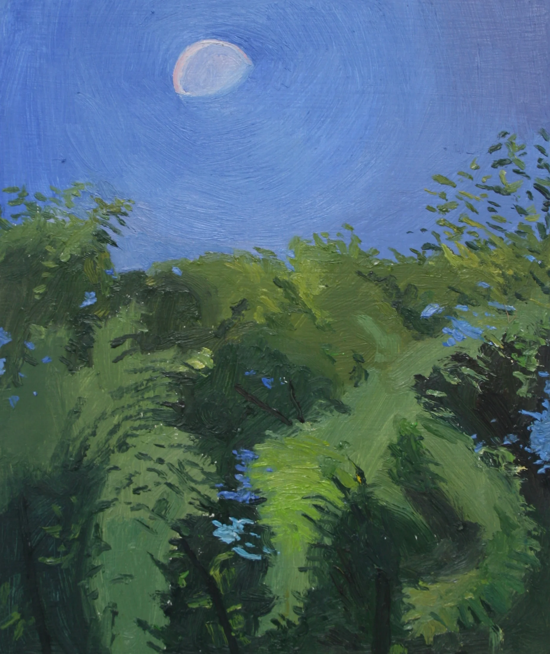 Moon during the day, Oil on panel, 9 x 7.5 in, 2016