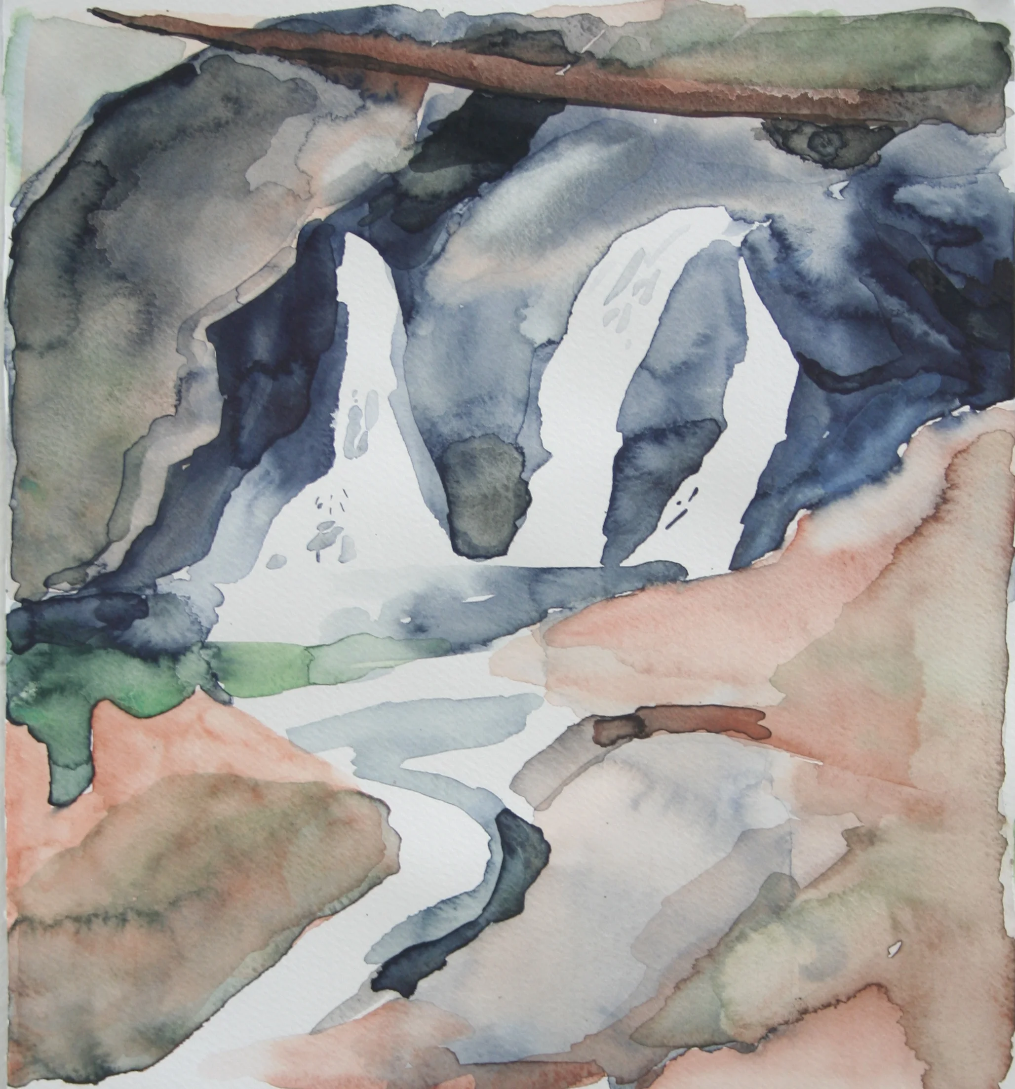 Waterfalls 1, Watercolor, 8.5 x 9 in, 2016
