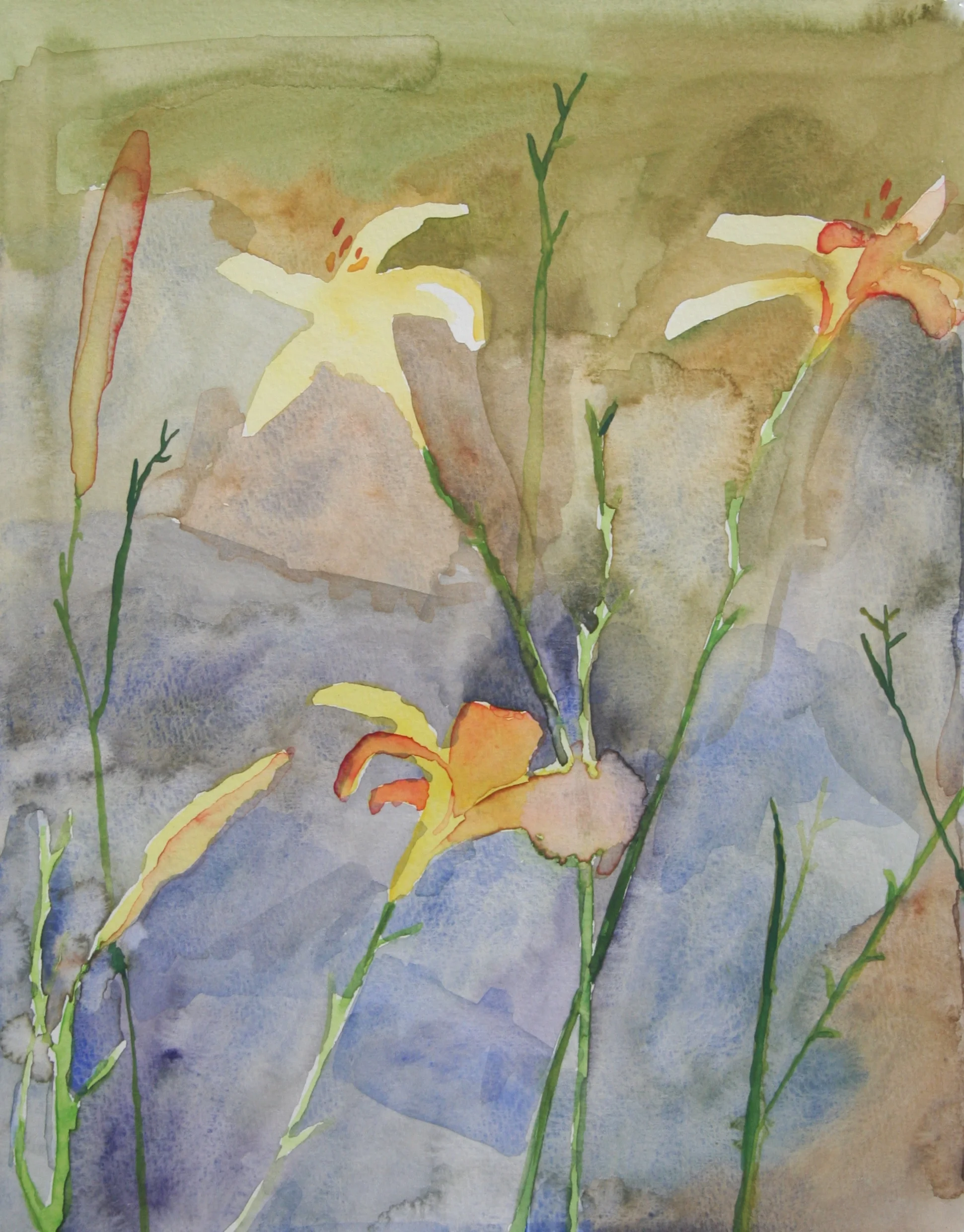 Flowers by the River, Watercolor, 10.5 x 8 in, 2016