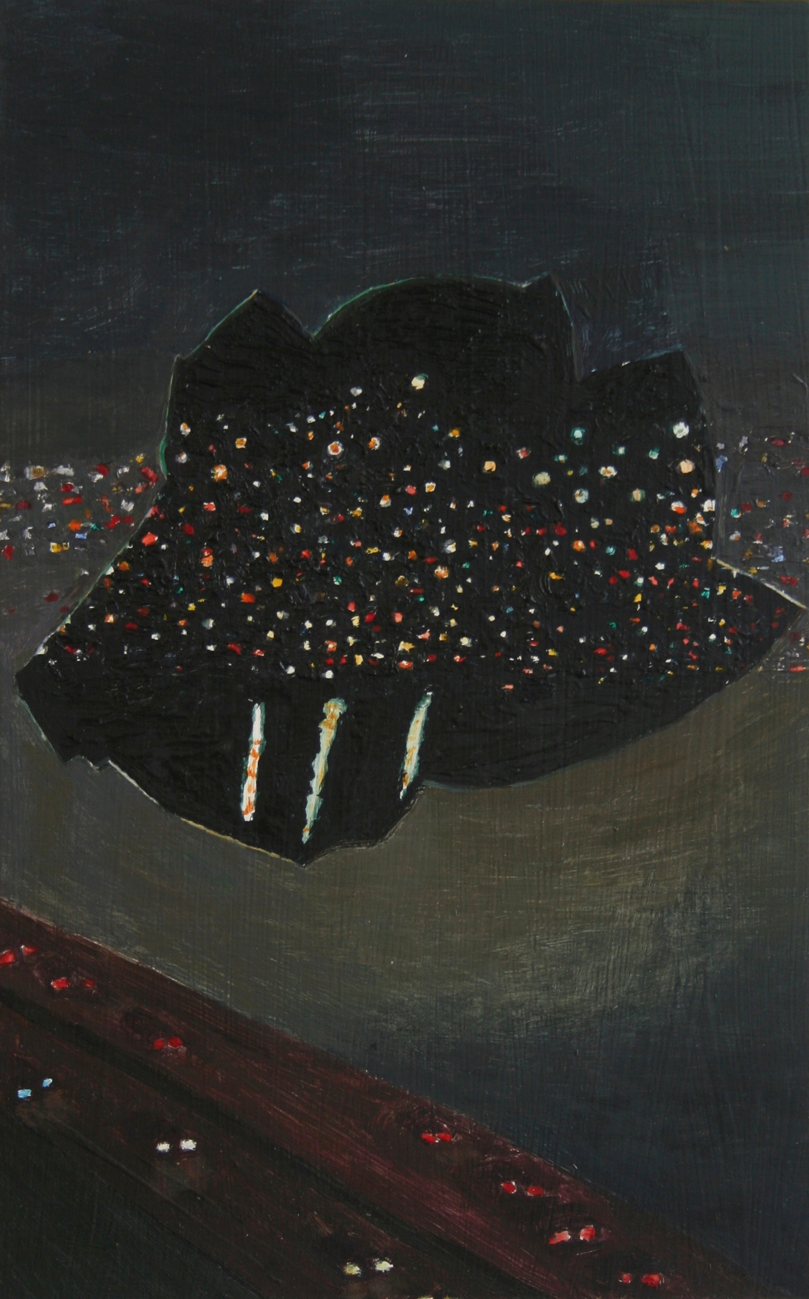 City Night Sky, Oil on panel, 15.5 x 9.5 in, 2014