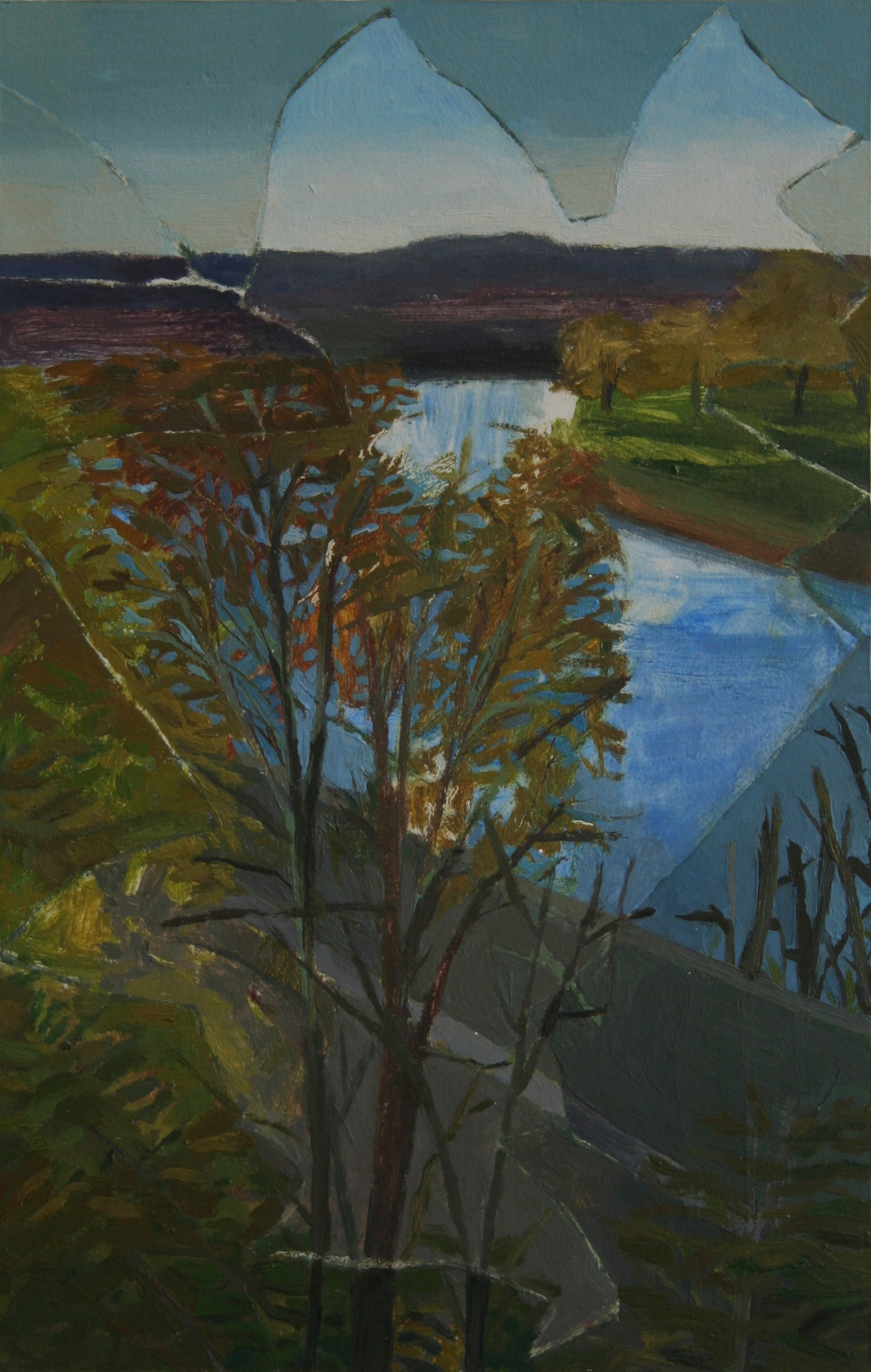 Fall River, Oil on paper on panel, 15.5 x 10 in, 2014