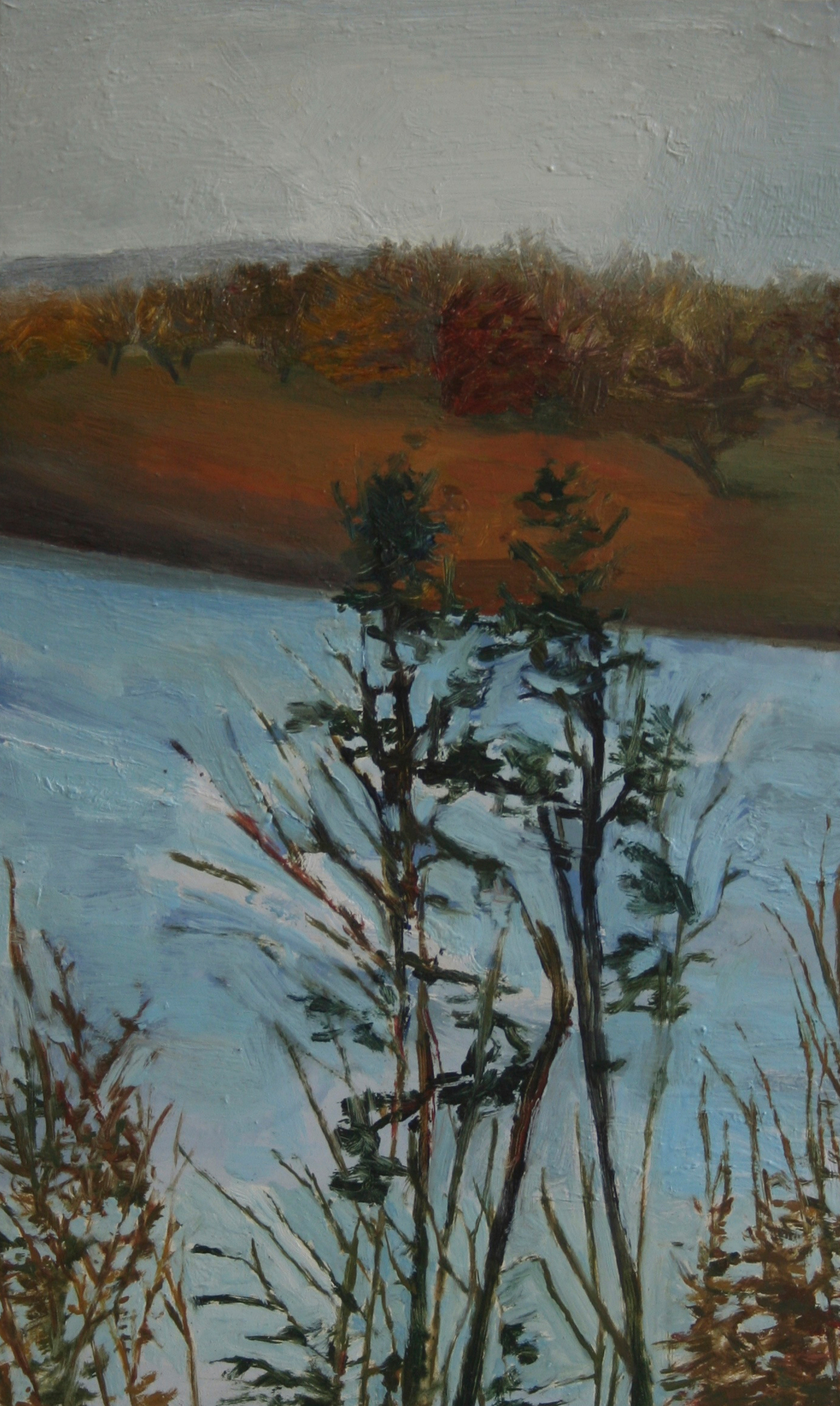 River and trees, Oil on panel, 14.5 x 9 in, 2014