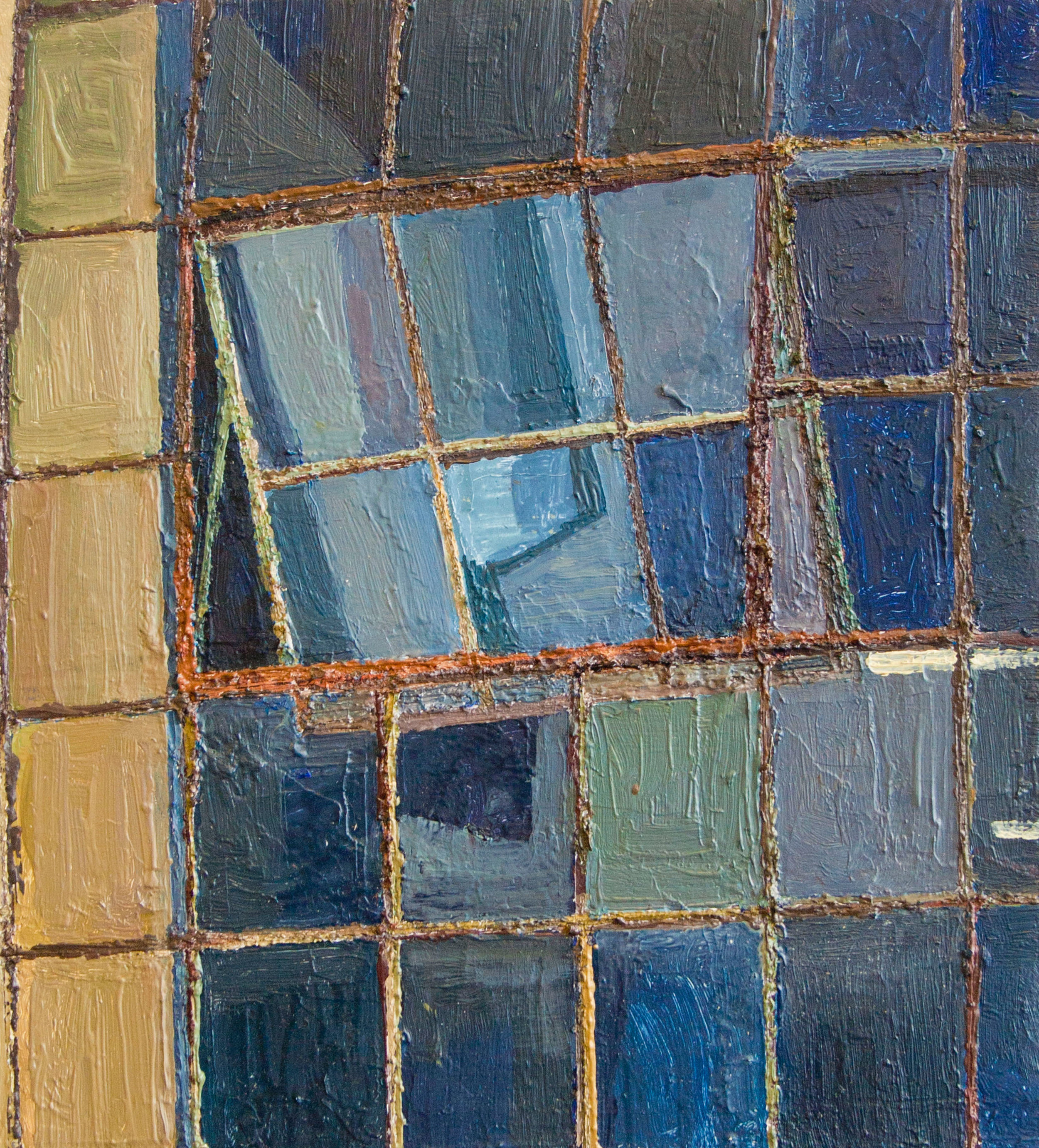 Open night window, Oil on panel, 10 x 9 inches, 2014