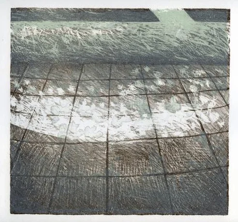 Sidewalk/Ocean, Stone Lithograph, 8 x 8 inches, 2012