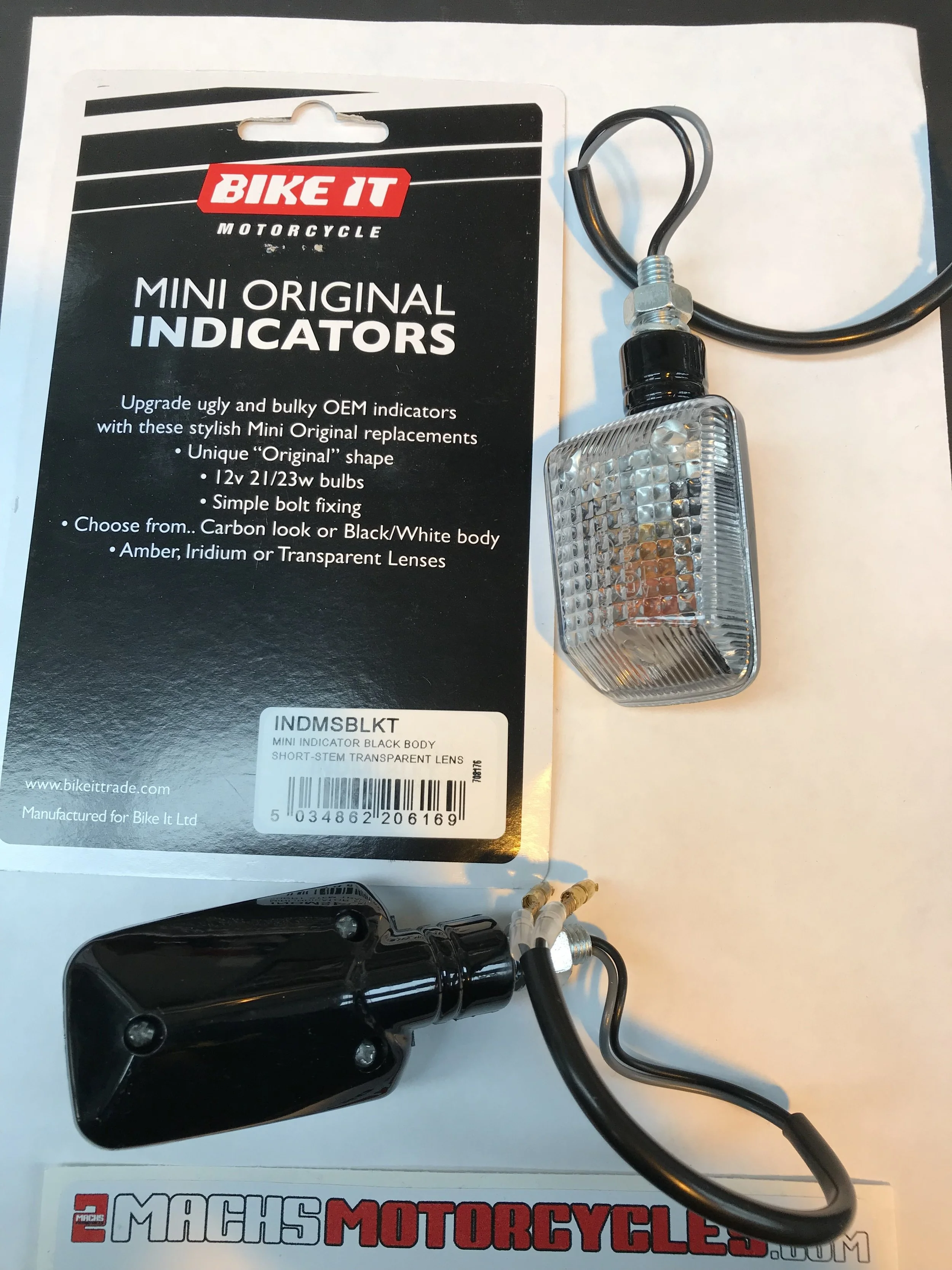 BIKE it Mini short stem original Indicators 12v-BLACK