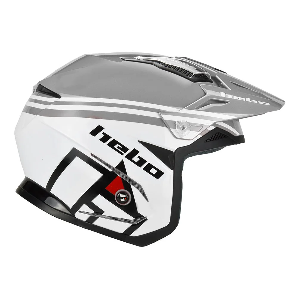 HEBO ZONE 5 LINE TRIALS HELMET GREY/WHITE — 2 MACHS MOTORCYCLES