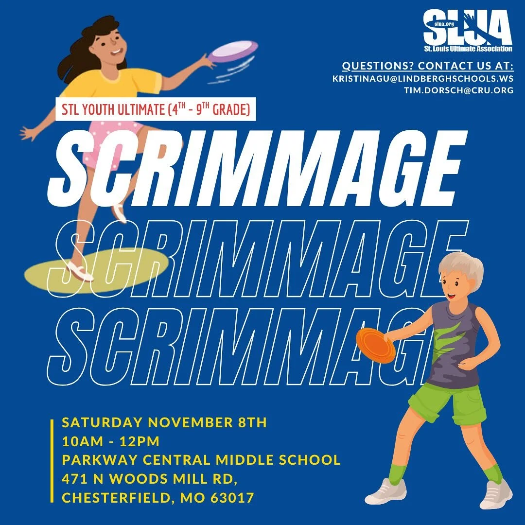 Time for our THIRD annual youth tournament! The Lindbergh and Parkway coaches have been hard at work this fall training up the next generation of ultimate players! Come cheer them on and celebrate the rise of youth ultimate this Saturday 10-noon at P