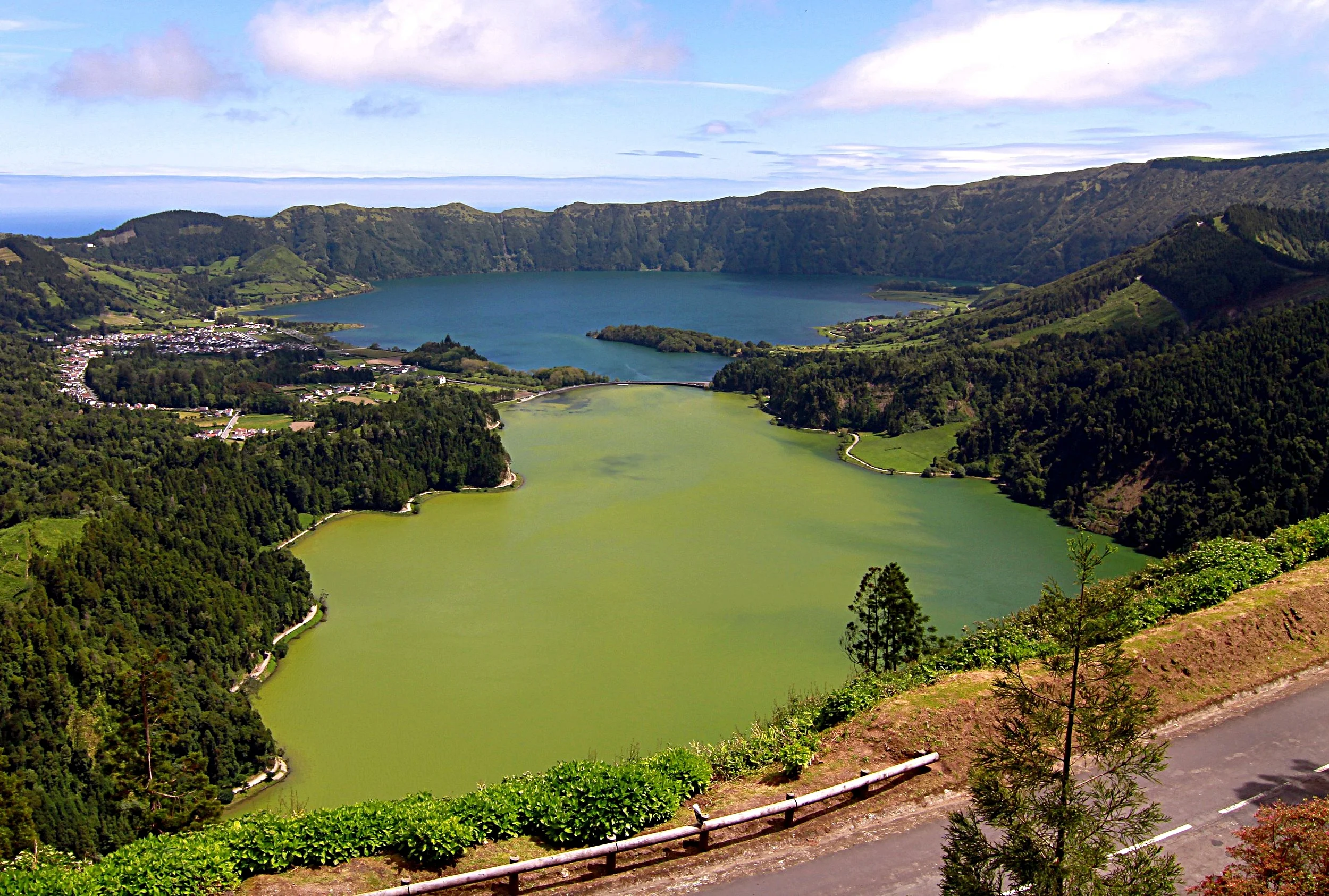 Sete Cidades blue and green lakes.