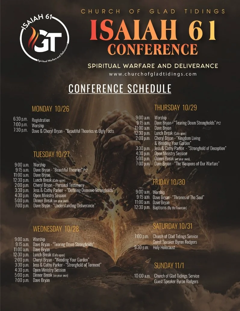 Isaiah 61 Conference Schedule — October 26–30, 2026