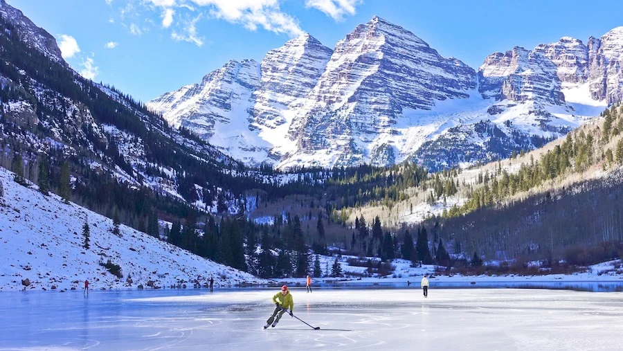 A surreal experience: skating Maroon Lake