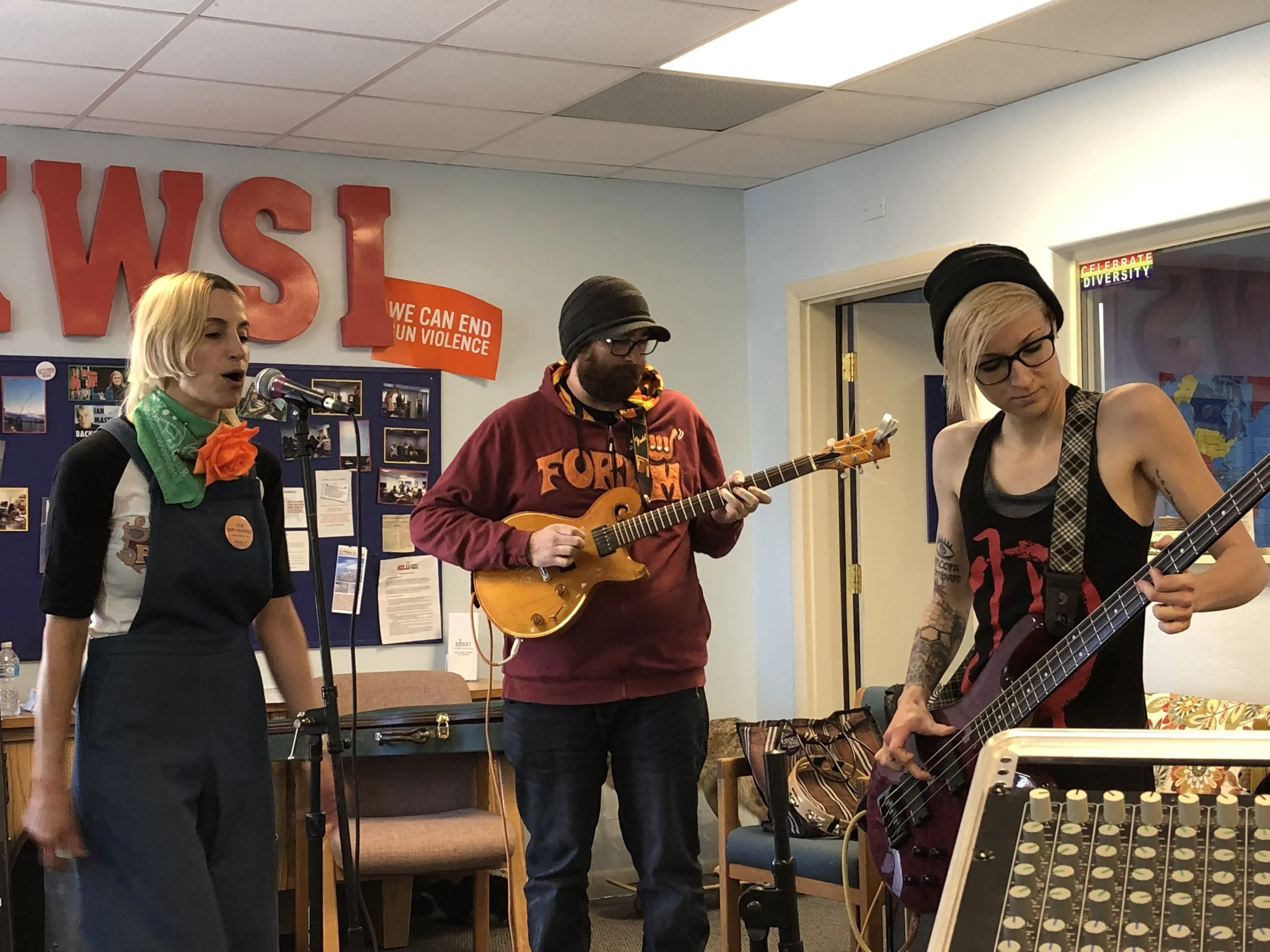 Peach Street Revival playing in the studio at KWSI