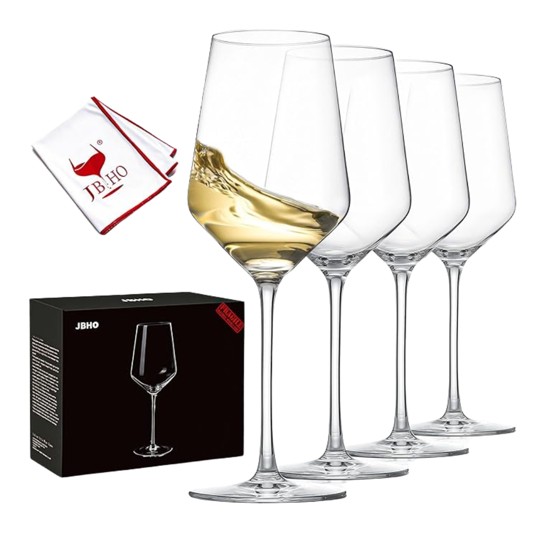 JBHO Hand Blown Durable Crystal Wine Glasses 