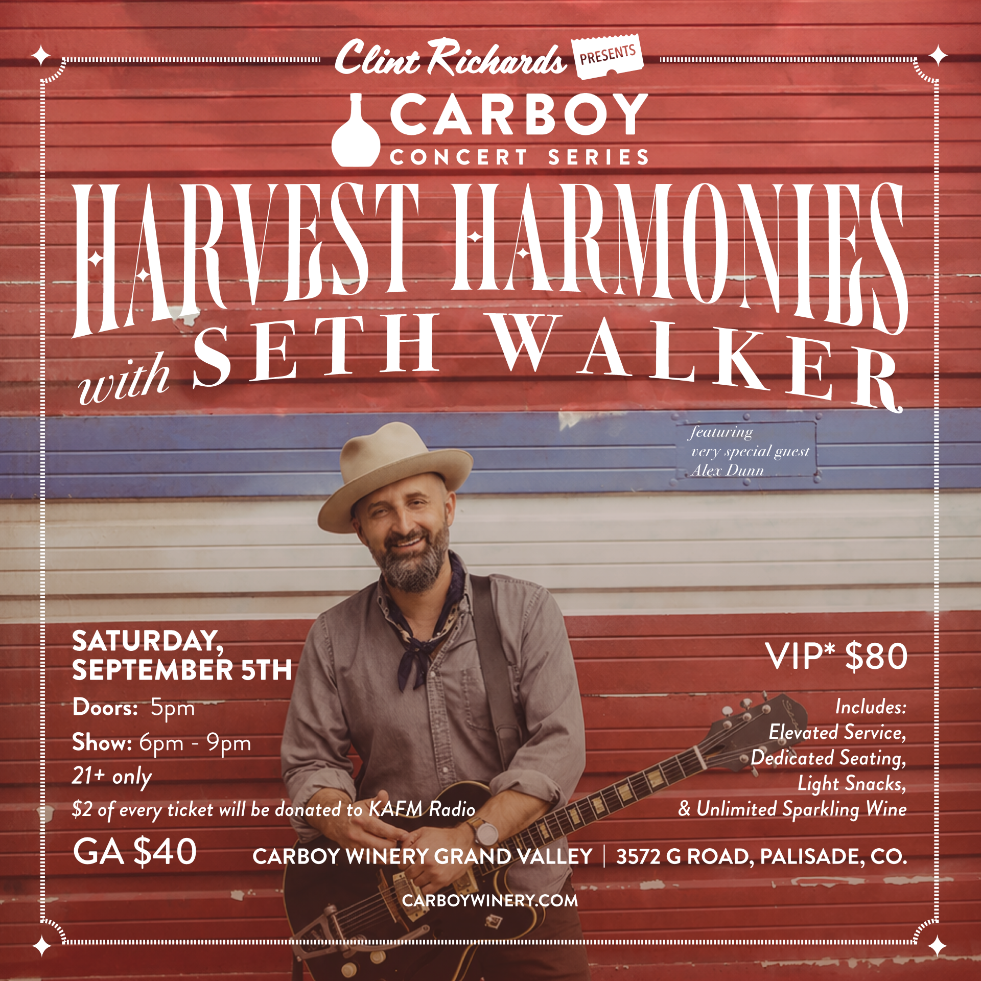 Harvest Harmonies Concert Featuring Seth Walker&nbsp;at Carboy Winery 