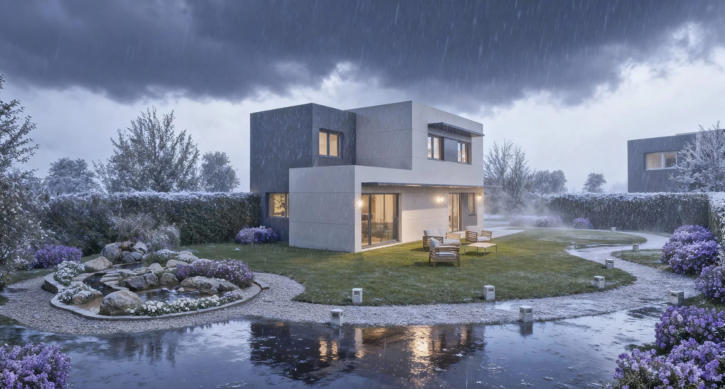 Vivienda unifamiliar en invierno 