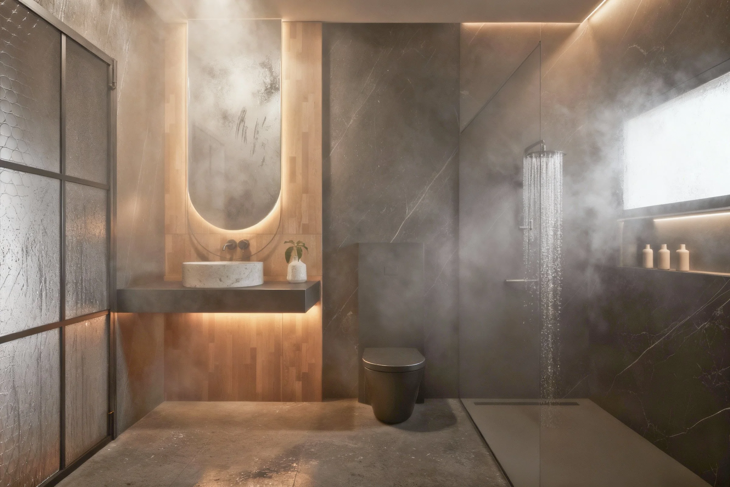 bathroom after a shower