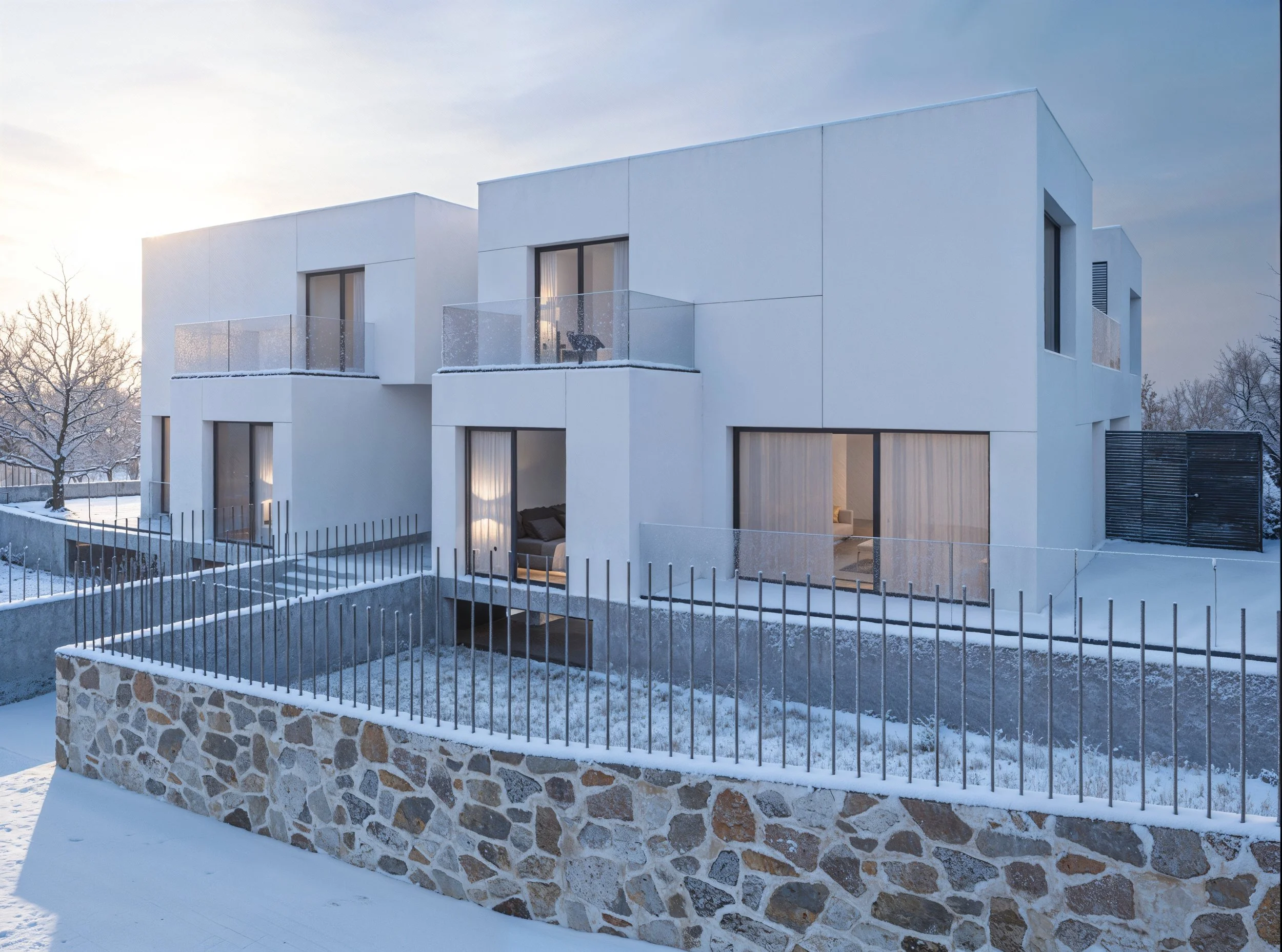 Vivenda unifamiliar en la nieve