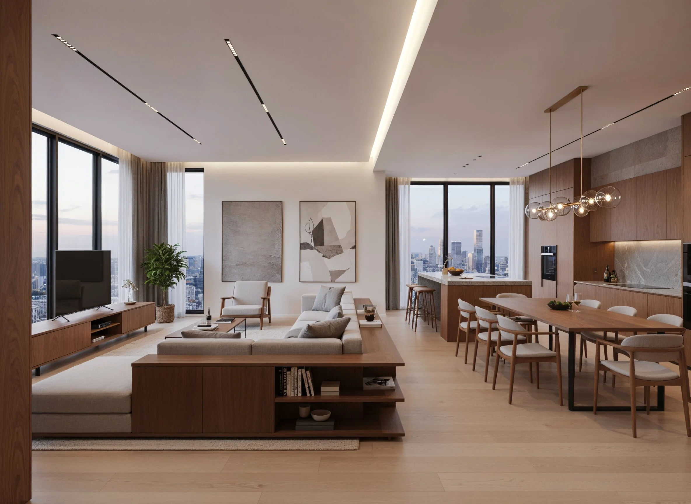 salon cocina comedor moderno