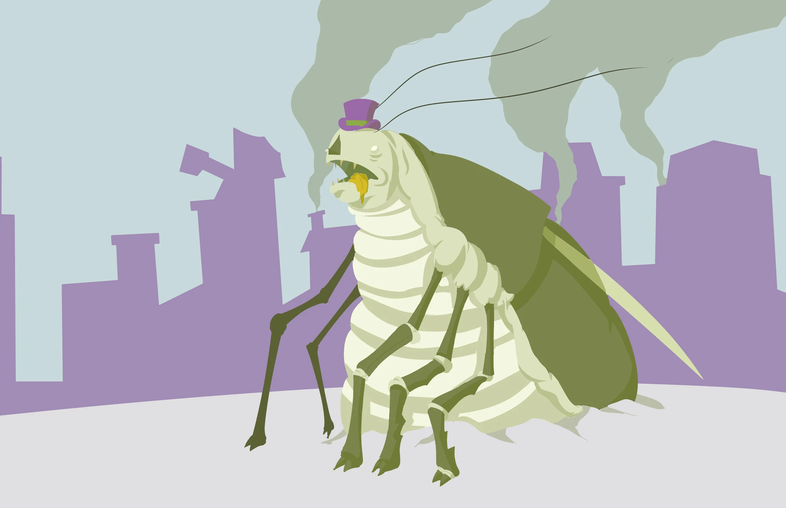 Liminy Locust is the god-king of Grasshopper City, from the podcast  All my Fantasy Children , which is a real fun time.&nbsp;  I wanted to do a sort of storybook look to the illustration. also, instead of a more realistic bug face, I leaned into th