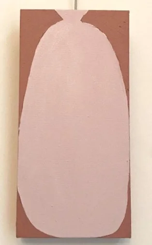 Vasija (rosado sobre rojo) Acrílico sobre lienzo 17 x 35 2019