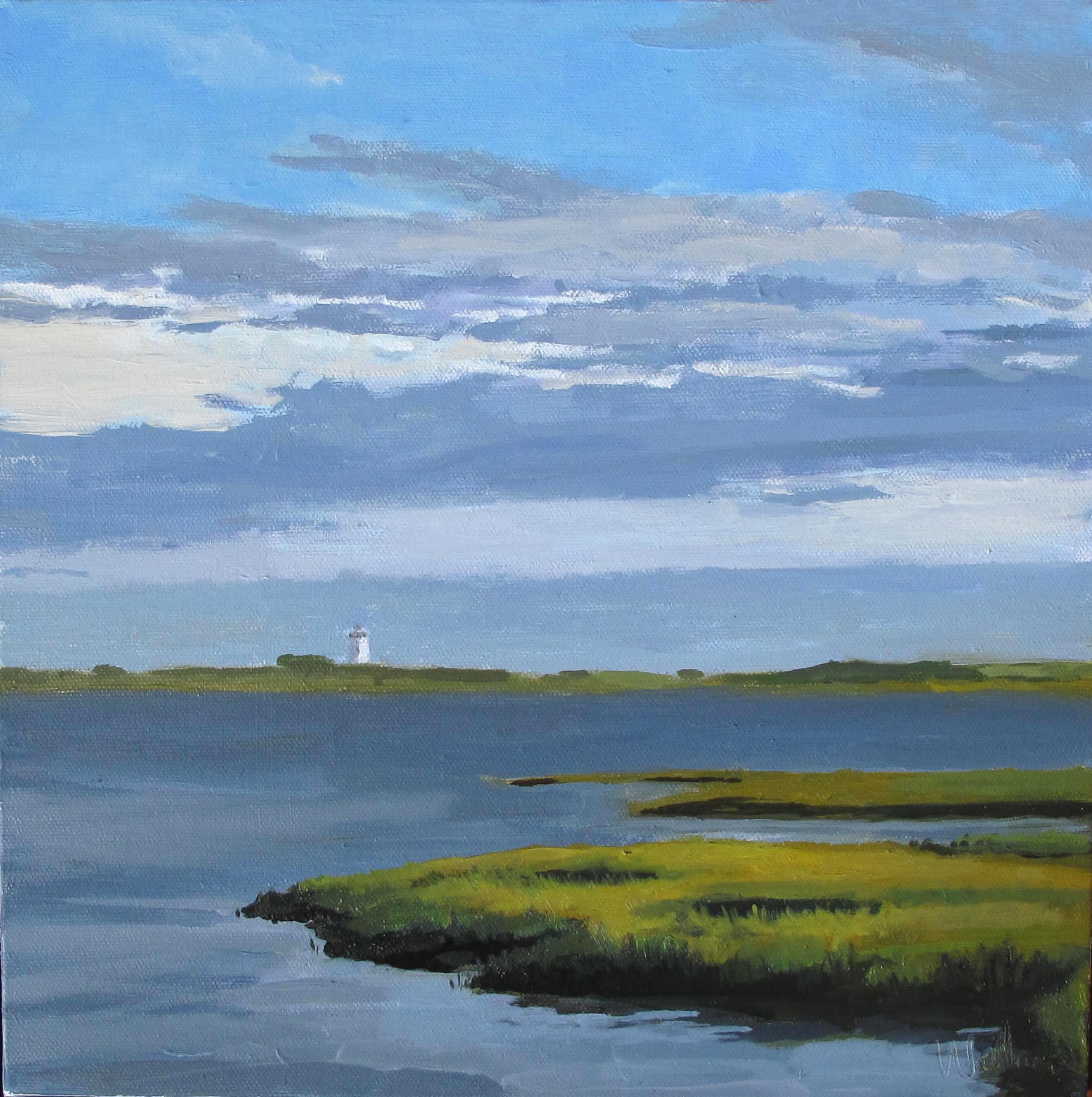 long Point Light House, Oil on Canvas, 16x16" 